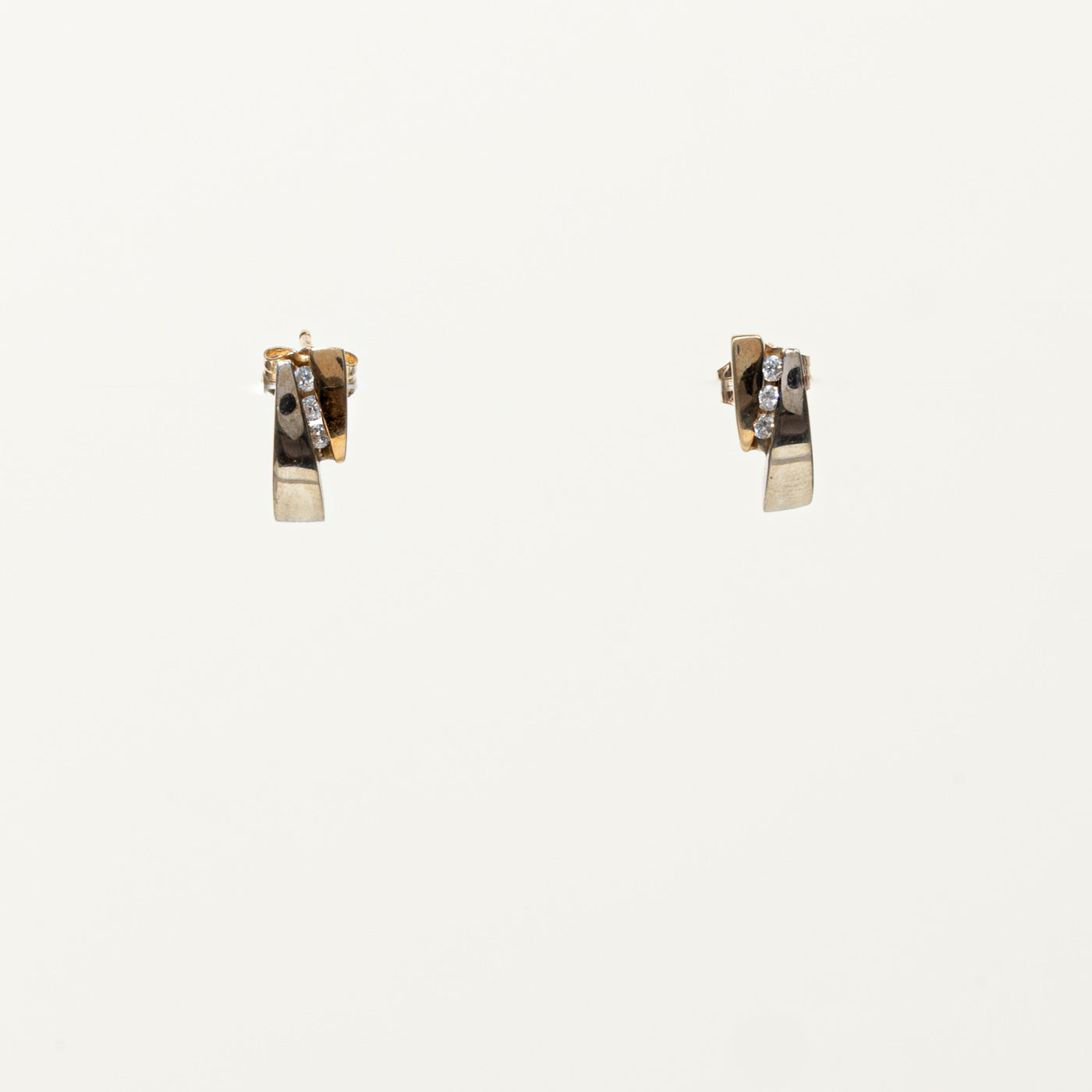 10k Channel Set Diamond Geometric Earrings | 0.08ctw