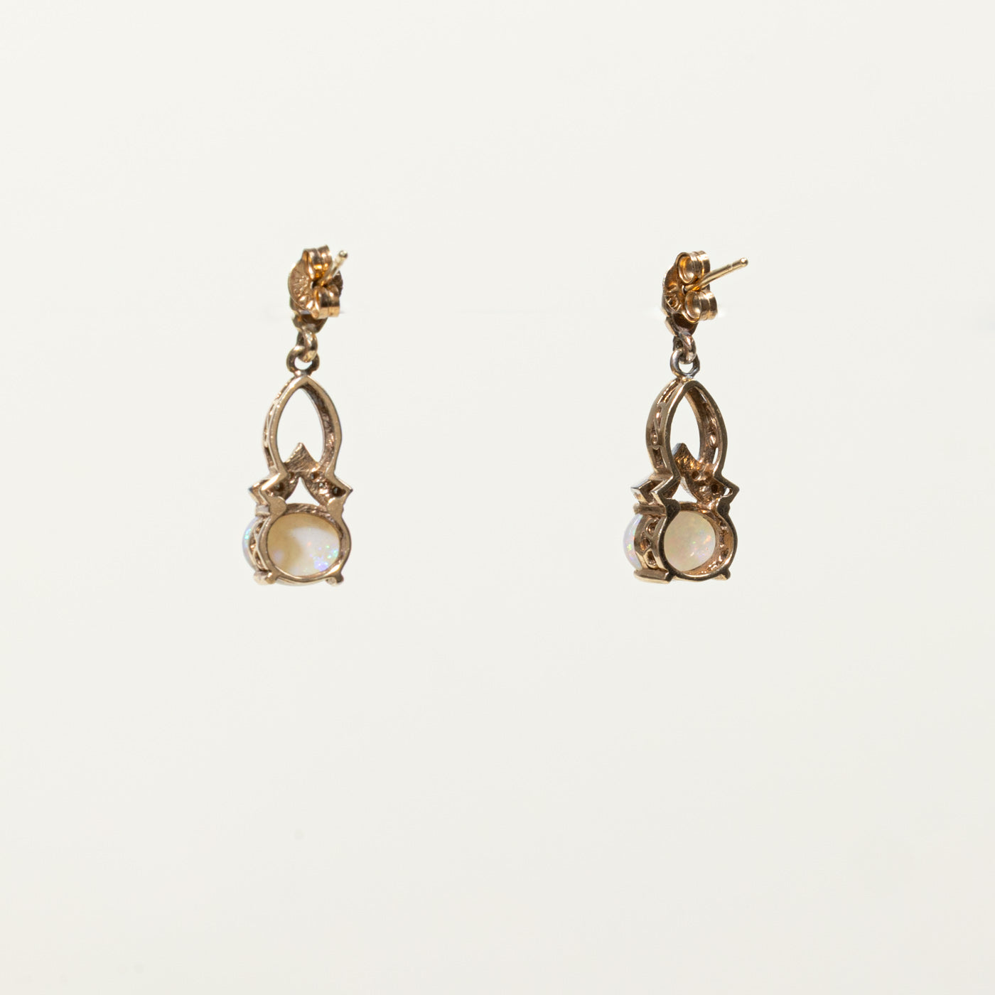 10k Opal & Diamond Drop Earrings | 1.20ctw, 0.03ctw