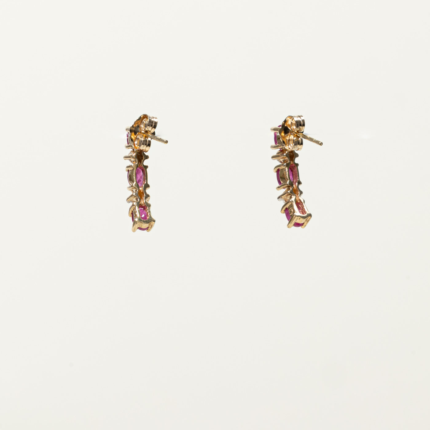 10k Ruby & Diamond Huggie Earrings | 0.90ctw, 0.01ctw