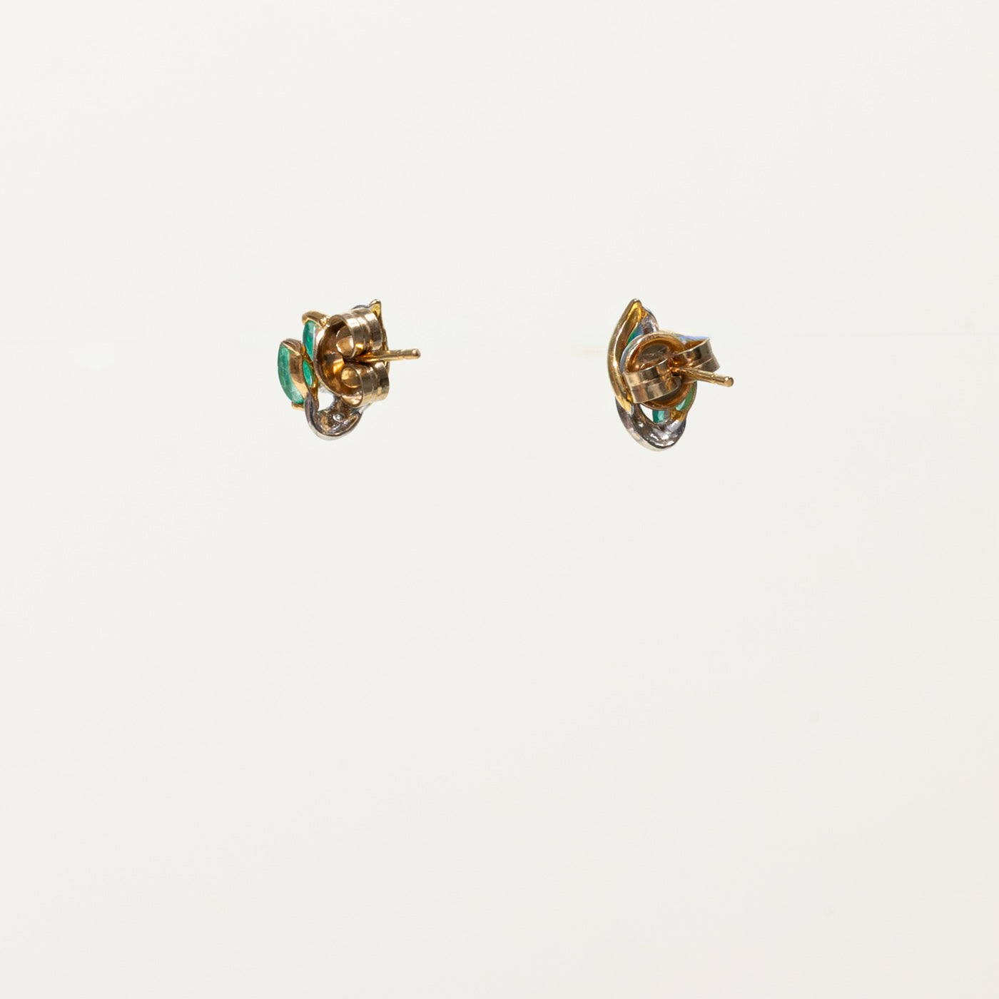 10k Emerald & Diamond Studs | 0.15ctw, 0.002ctw