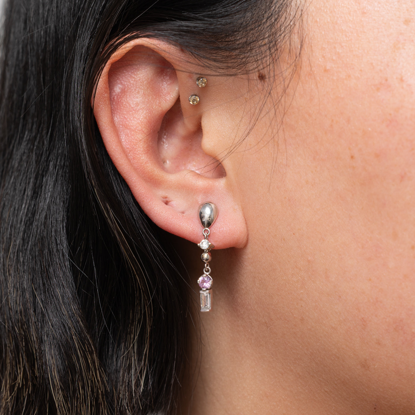 14k Synthetic Sapphire & Diamond Drop Earrings | 0.28ctw, 0.38ctw