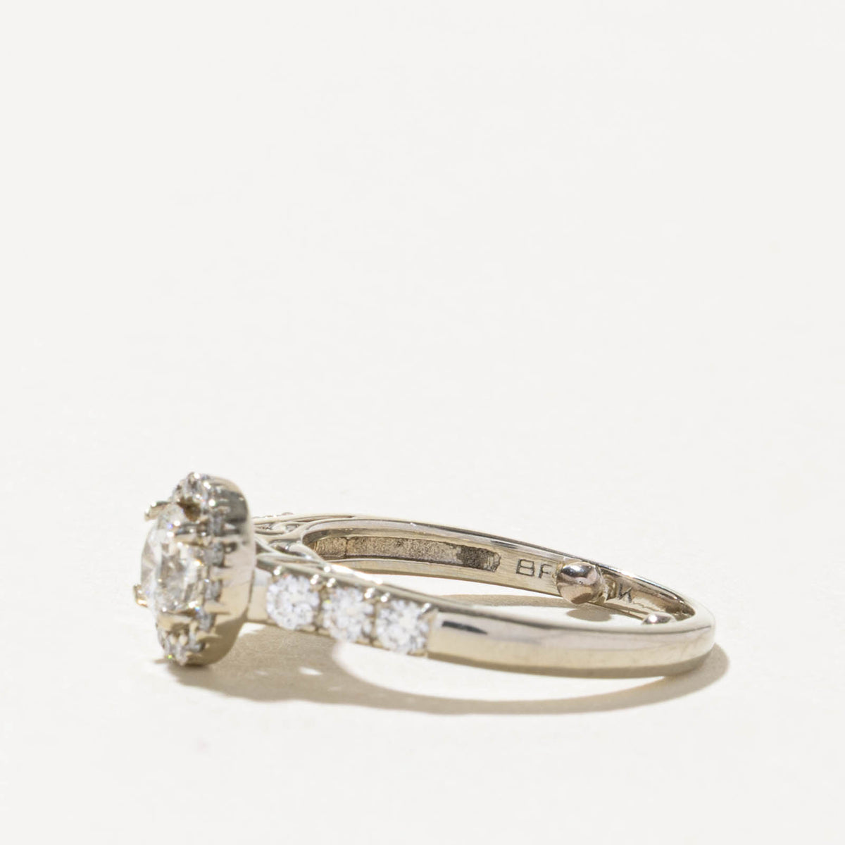 19k Pave Set Diamond Halo Ring | 0.46ct SI2 H, 0.32ctw | SZ 3.5
