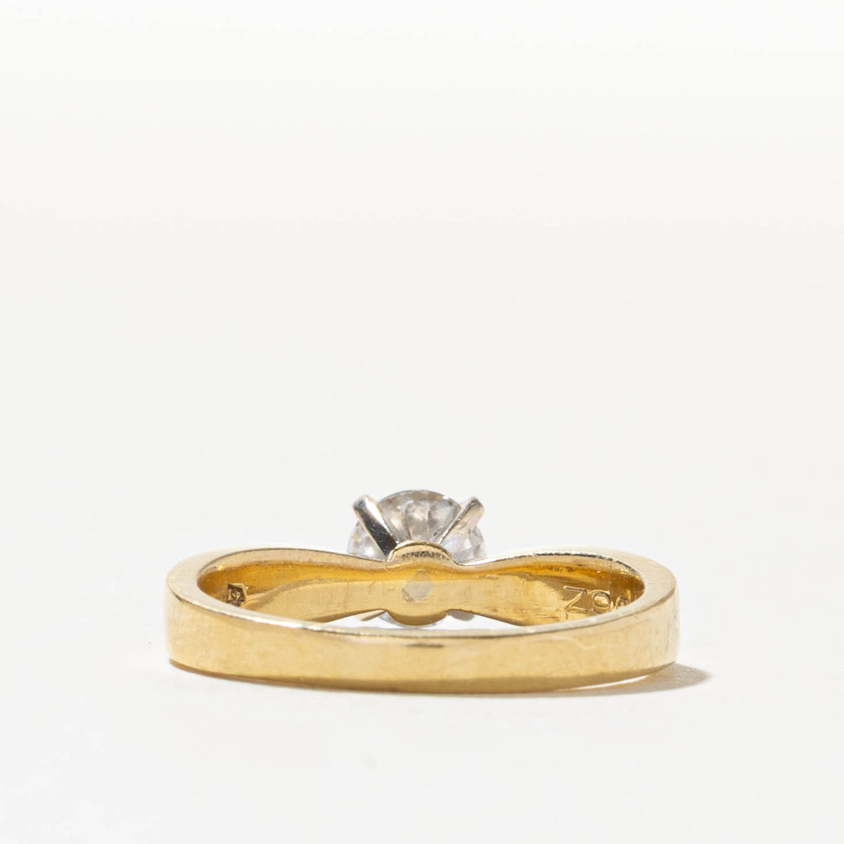 18k Solitaire Diamond Grooved Reverse Tapered Ring | 0.60ct I1 F/G | SZ 5.75