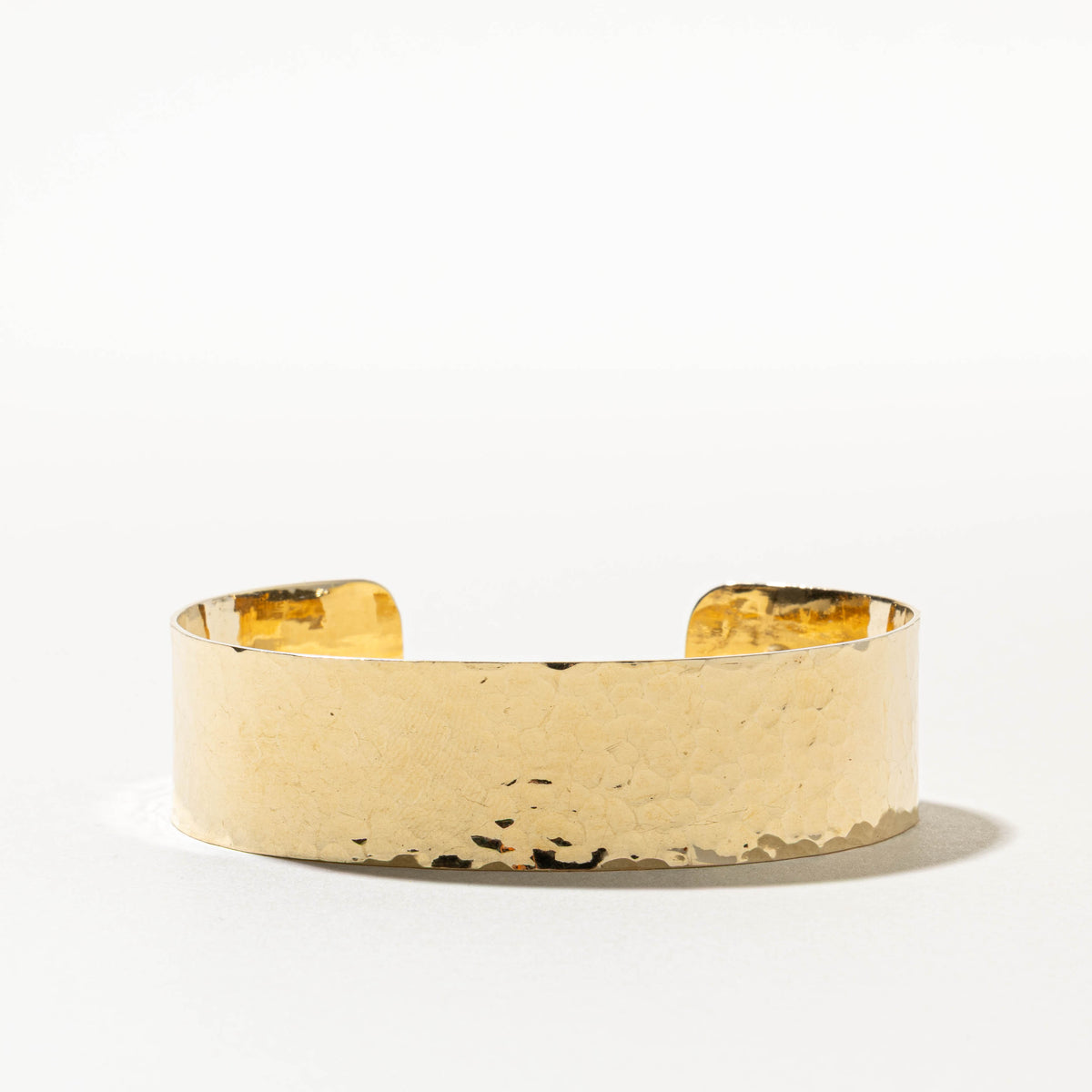 14k Yellow Gold Hammered Cuff Bracelet | 5.5"