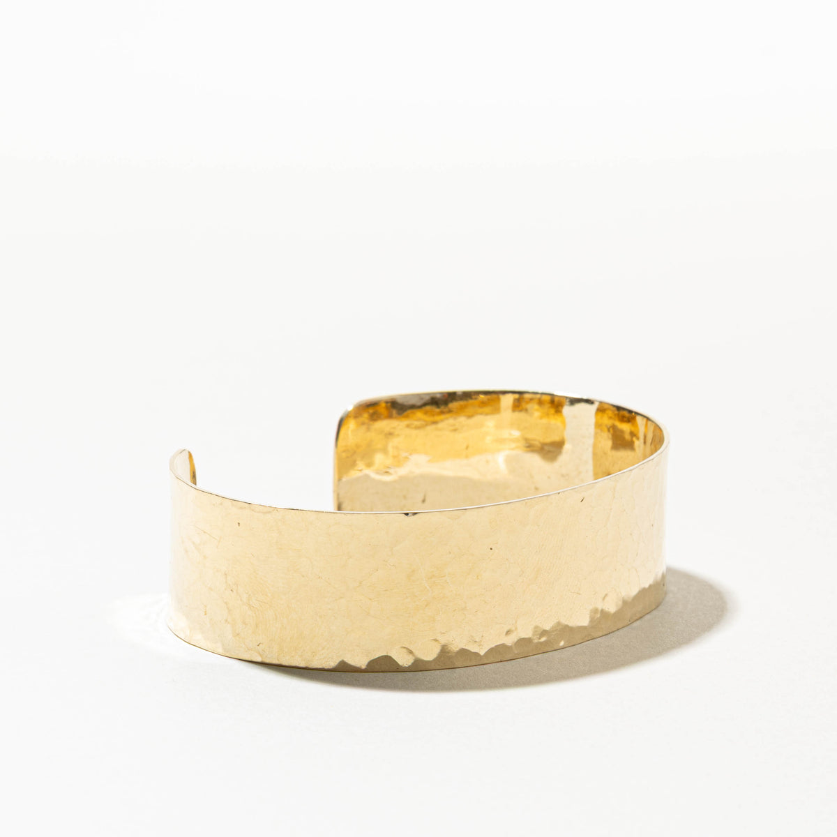 14k Yellow Gold Hammered Cuff Bracelet | 5.5"