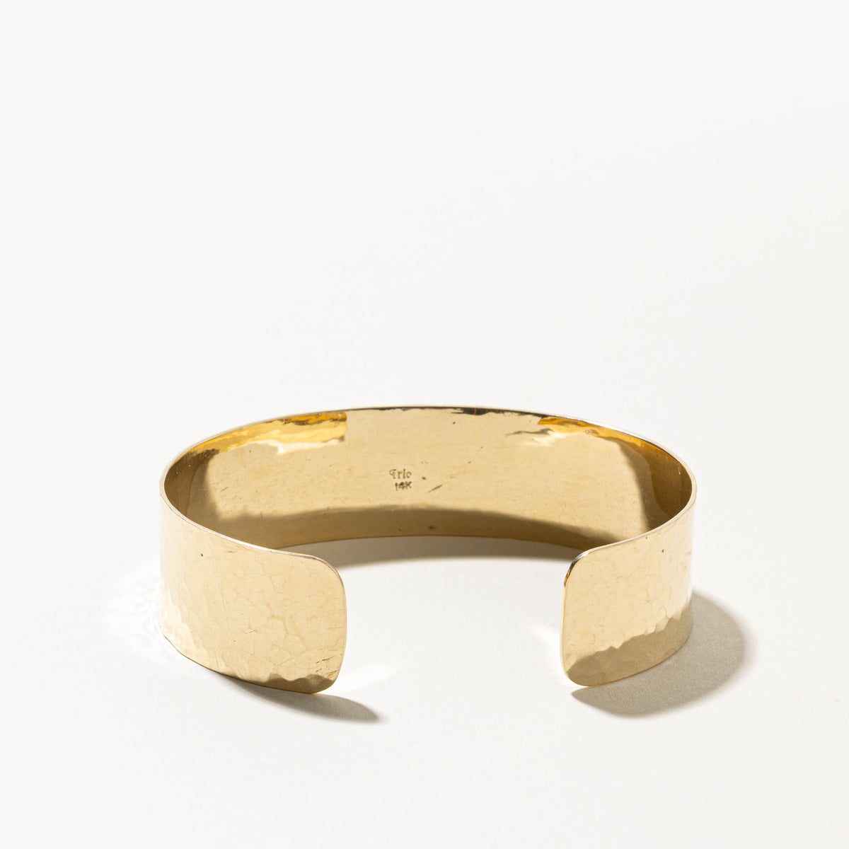 14k Yellow Gold Hammered Cuff Bracelet | 5.5"