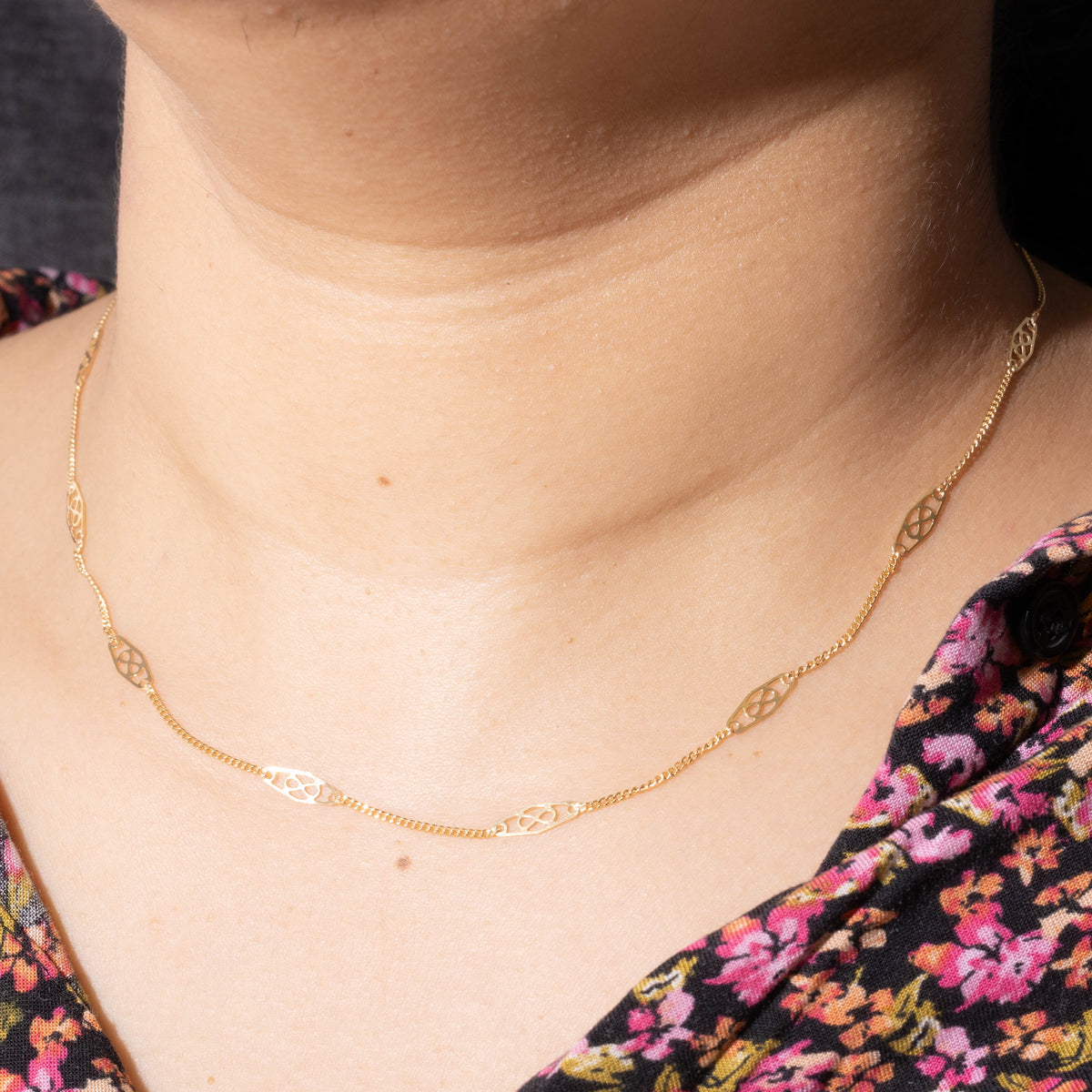 10k Yellow Gold Filigree Chain | 4mm | 16.5"