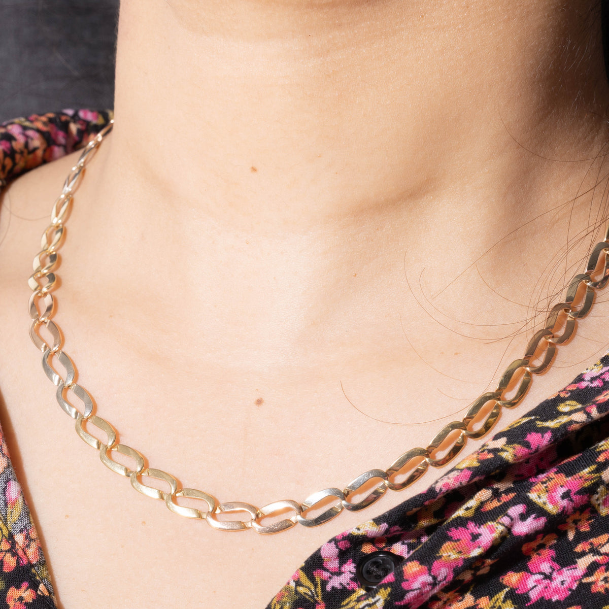 14k Tri Tonee Gold Curb Link Chain | 6.5mm | 22"