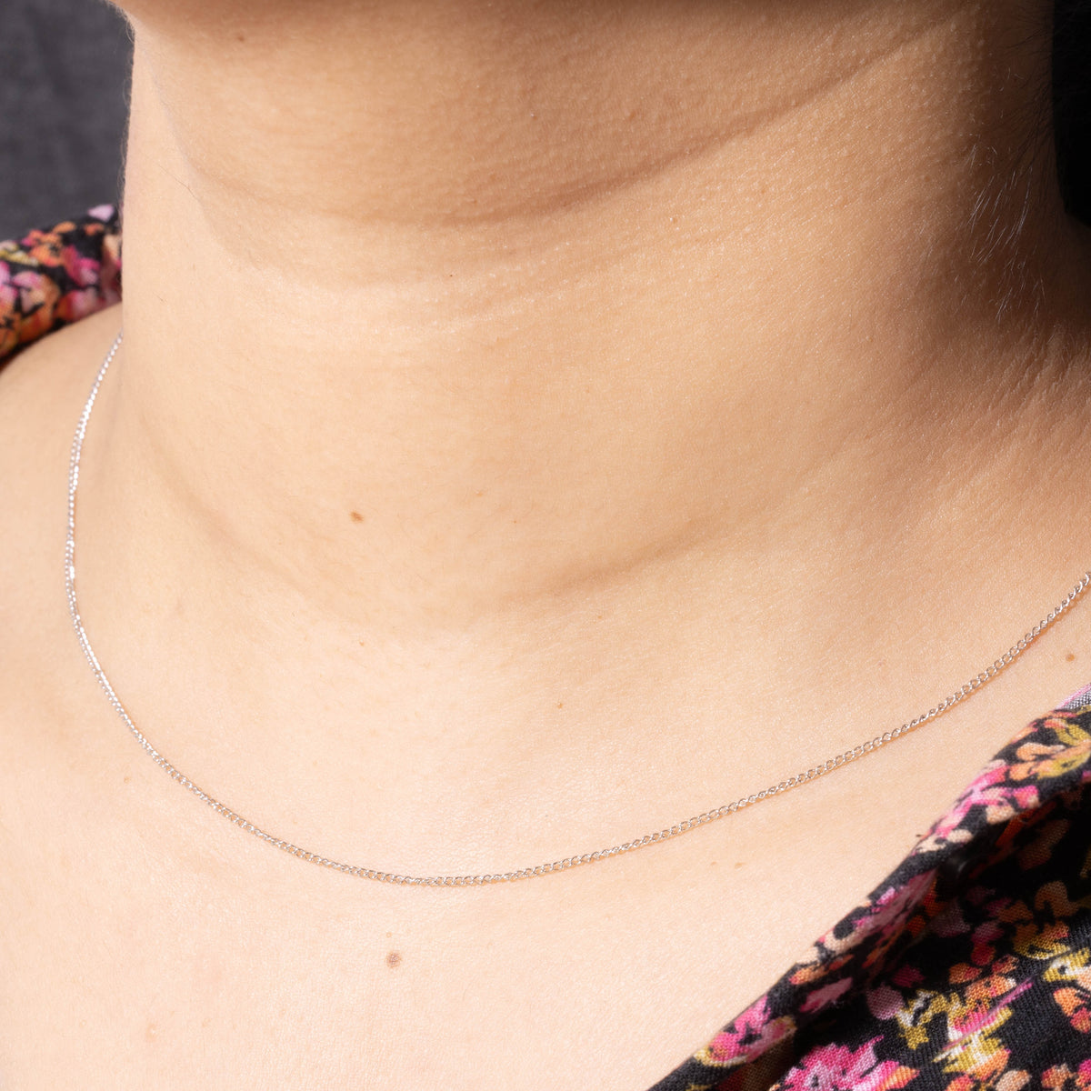 14k White Gold Curb Link Chain | 1.1mm | 18"