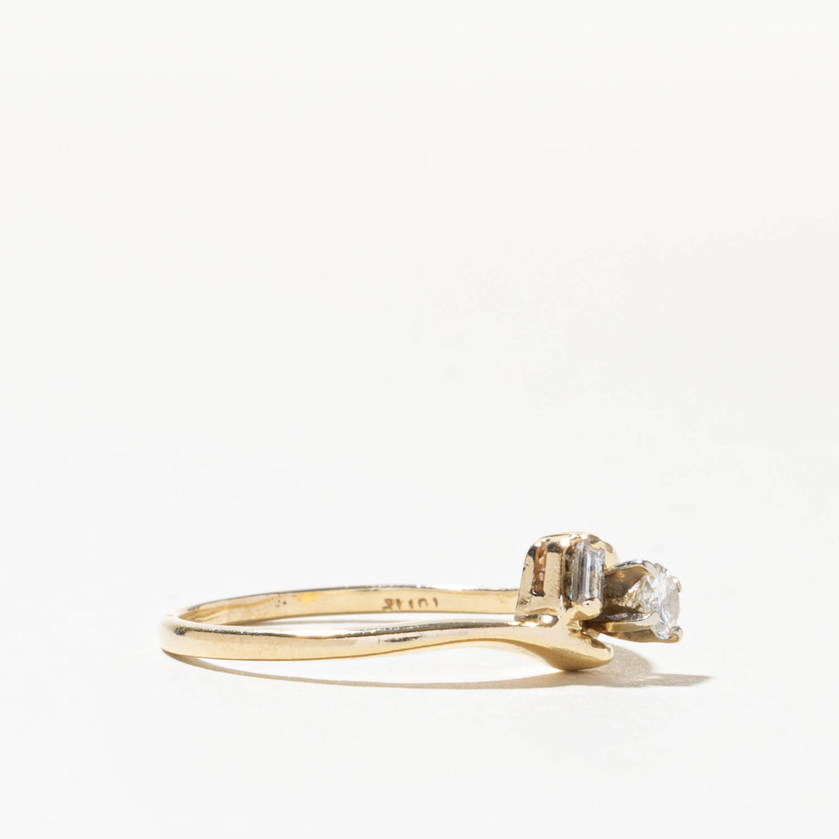 14k Two Stone Mixed Cut Diamond Bypass Ring | 0.18ctw | SZ 7.25