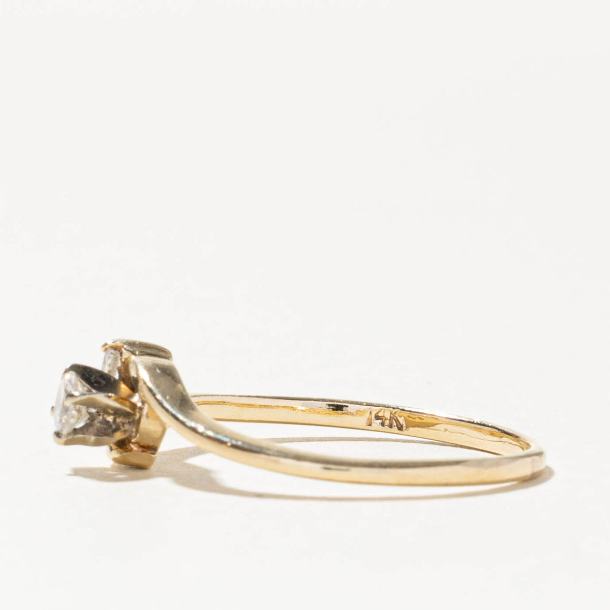 14k Two Stone Mixed Cut Diamond Bypass Ring | 0.18ctw | SZ 7.25