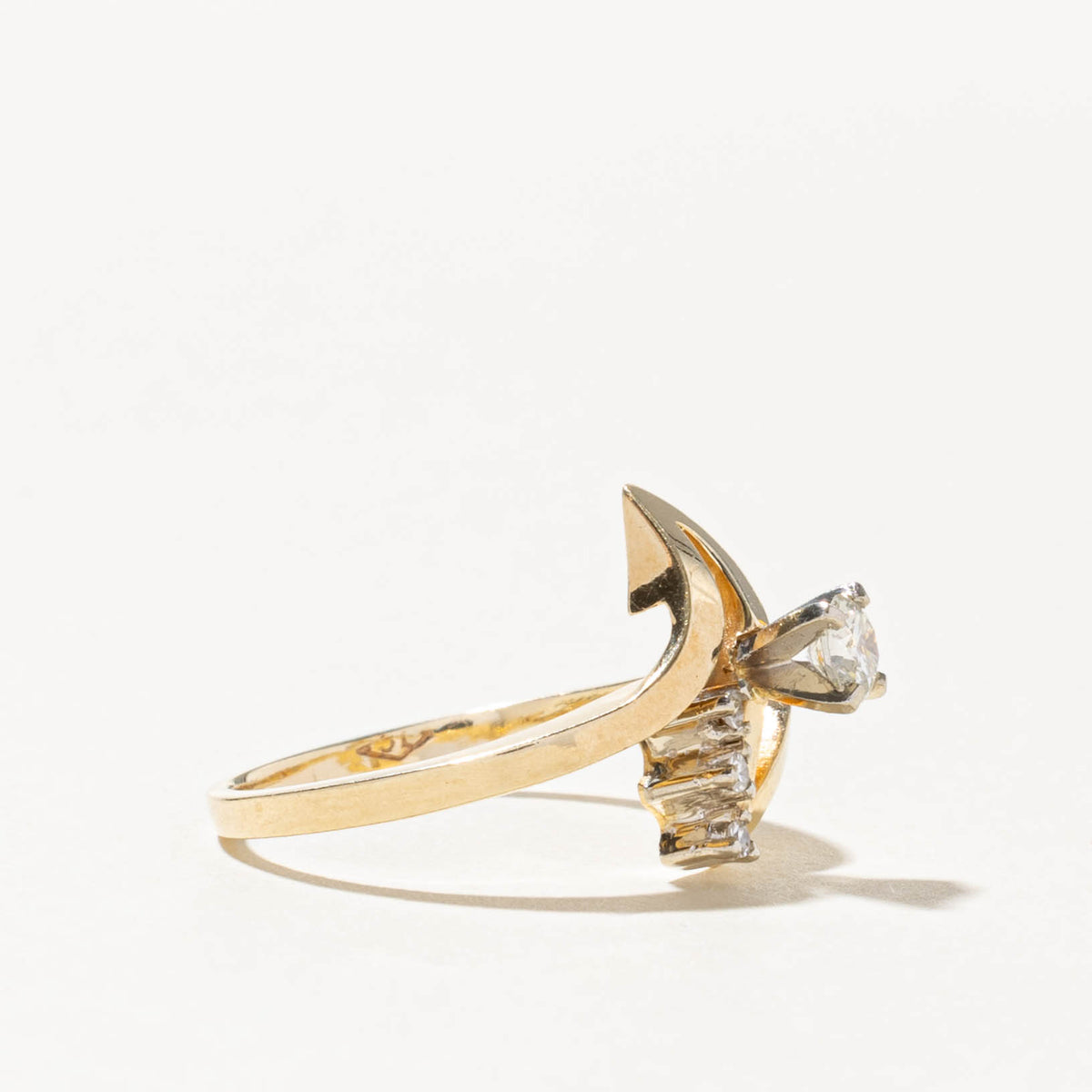 14k Diamond Accented Abstract Bypass Ring | 0.24ctw | SZ 7