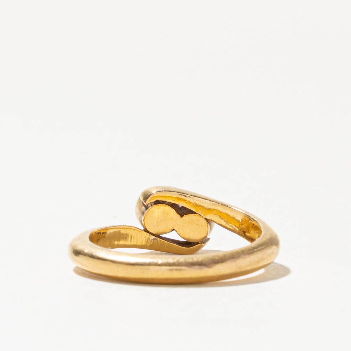 21k Two Stone Bezel Set Diamond Bypass Ring | 0.30ctw | SZ 4.5