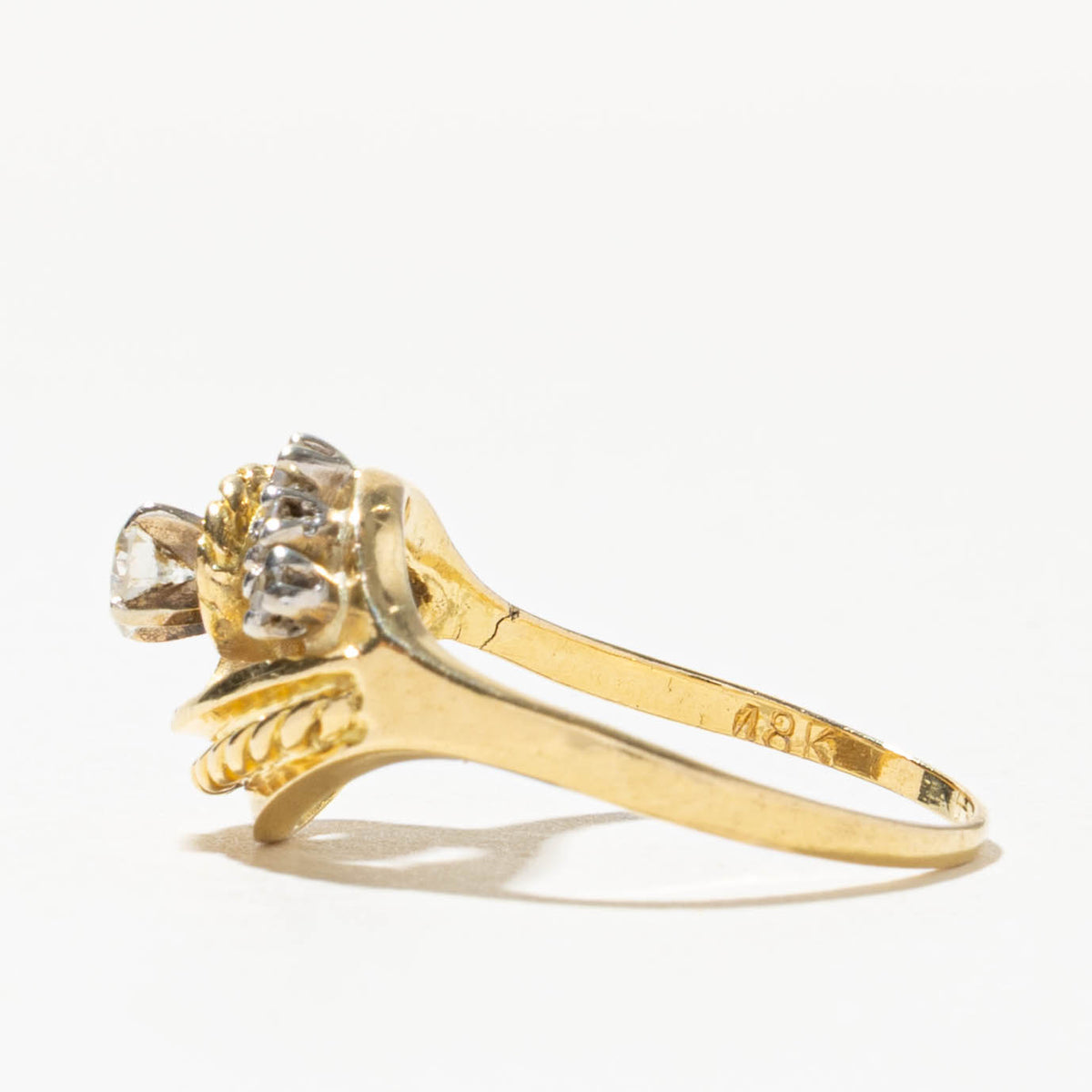 18k Diamond Rope Textured Teardrop Ring | 0.23ctw | SZ 7.25