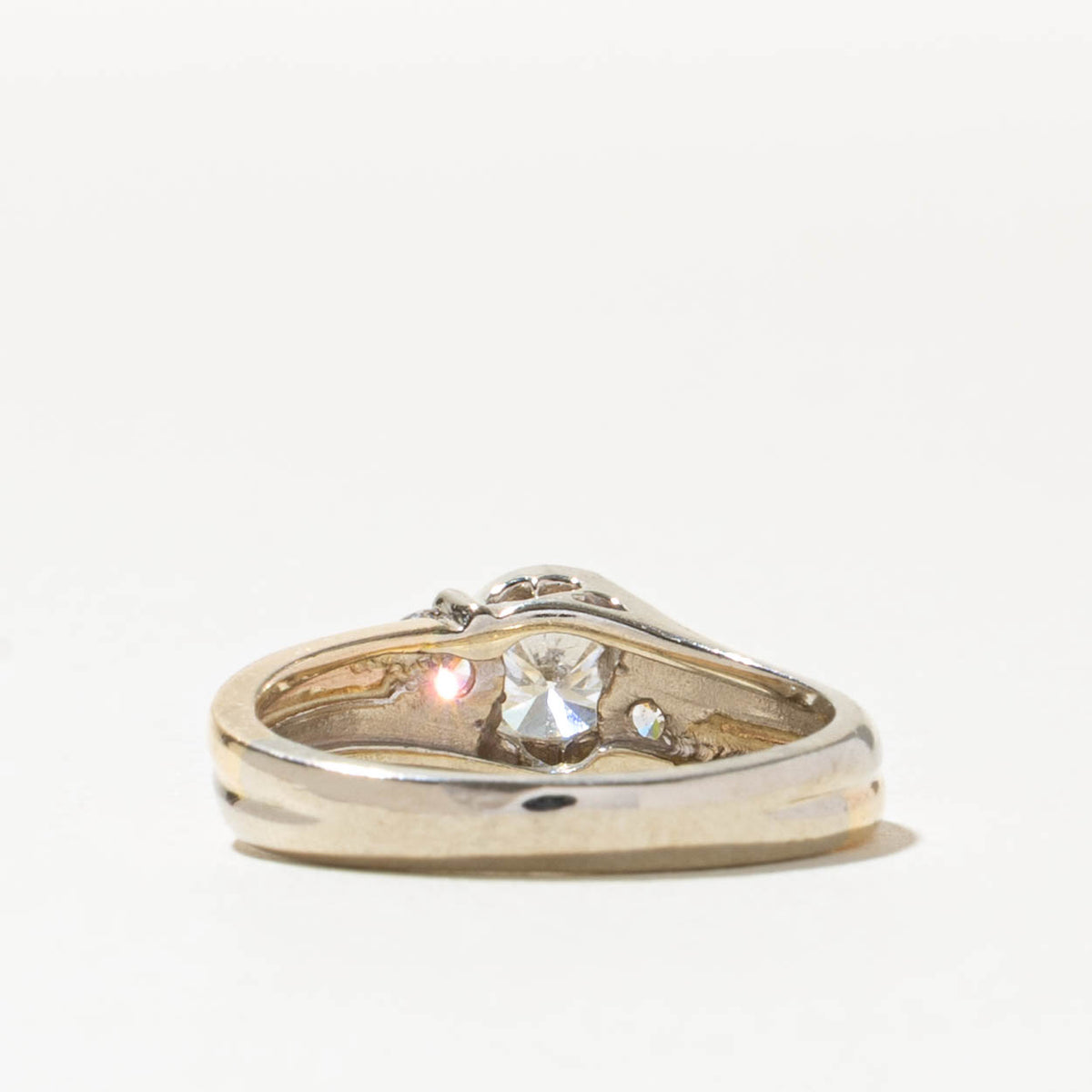 14k Two Tone Three Stone Diamond Bypass Ring | 0.43ct SI1 J, 0.22ctw | SZ 5.75