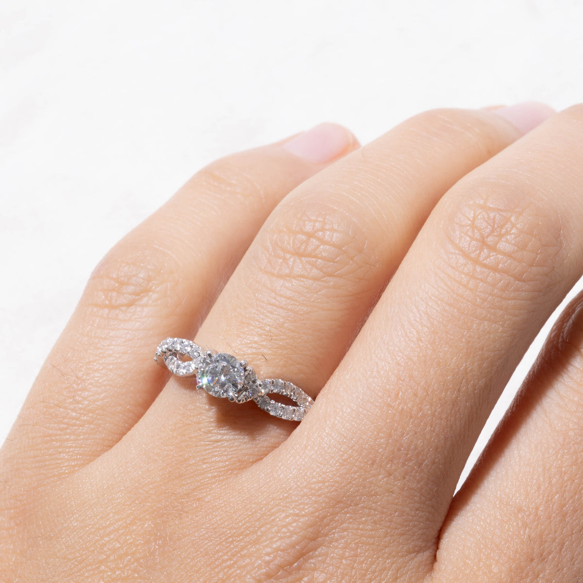 14k Diamond Accented Cross Over Ring | 0.45ct SI2 H, 0.22ctw | SZ 7