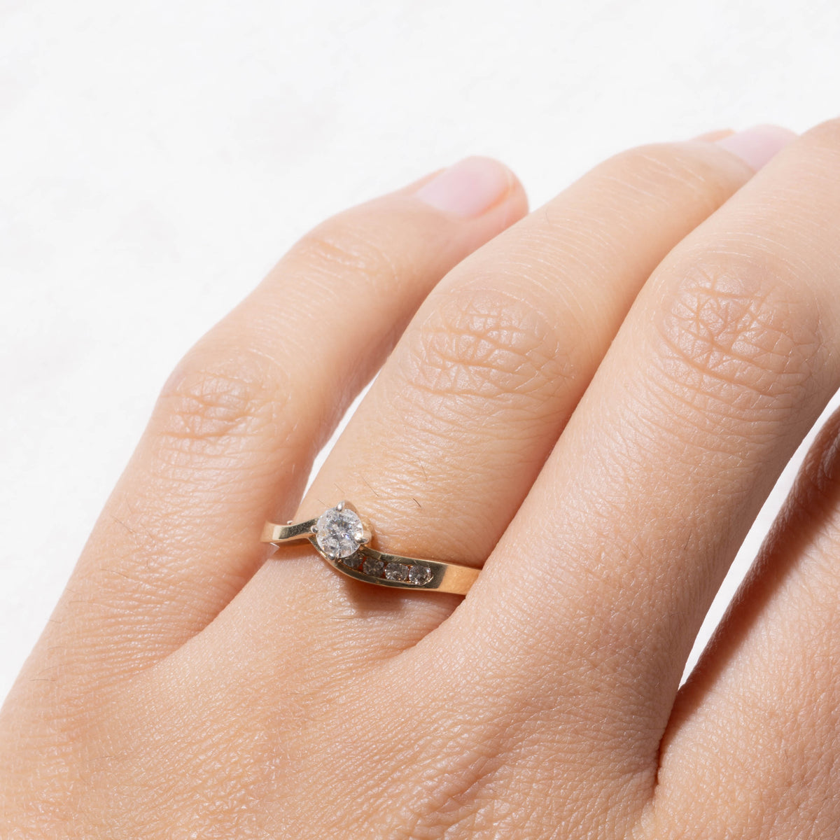 14k Diamond Channel Set Accented Bypass Ring | 0.29ctw | SZ 6.5