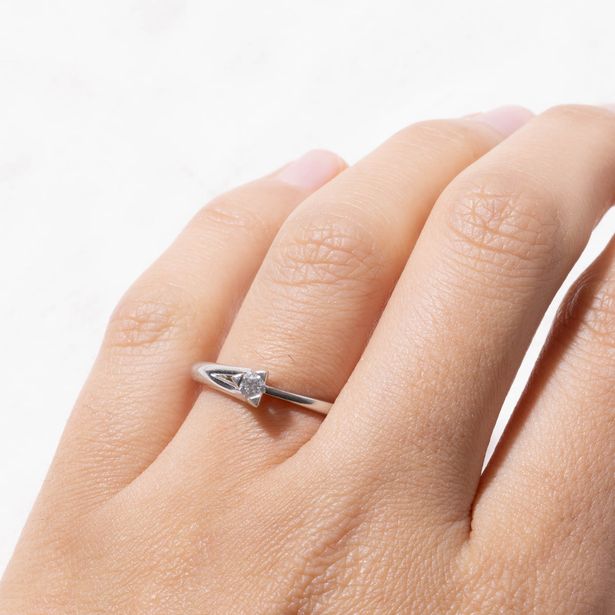Italian Solitaire Diamond Geometric Ring | 0.08ct | SZ 7.25