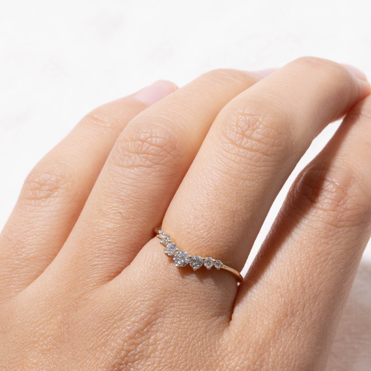 14k Semi Eternity Diamond Contour Ring | 0.25ctw | SZ 6