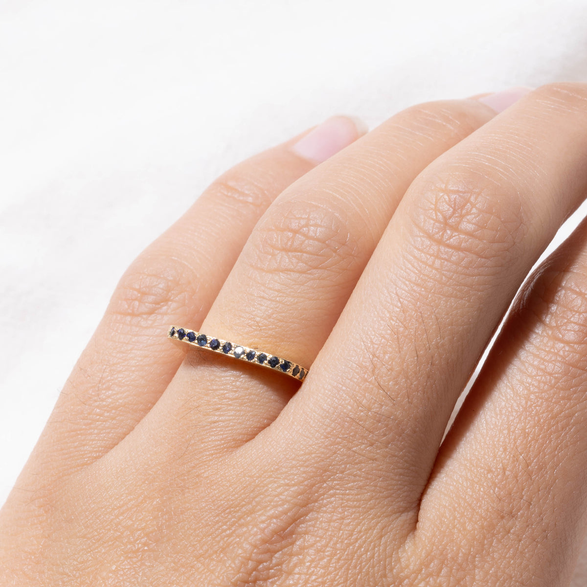 10k Semi Eternity Sapphire Soft-Square Band | 1.70mm | SZ 6.75