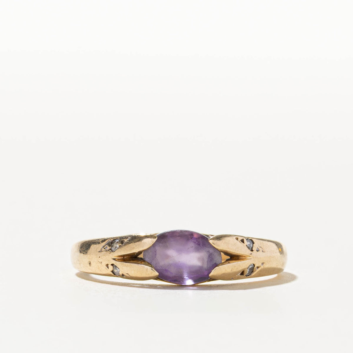10k East West Amethyst & Diamond Accented Ring | SZ 5.75