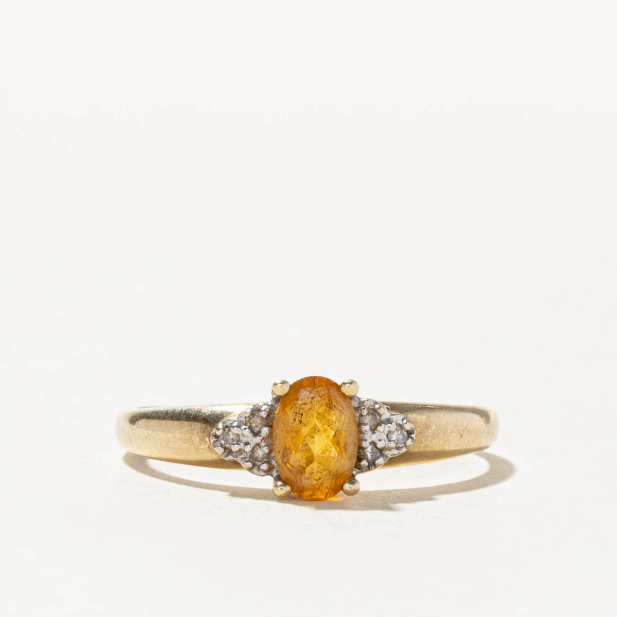 10k Citrine & Diamond Cluster Accented Ring | SZ 7.25