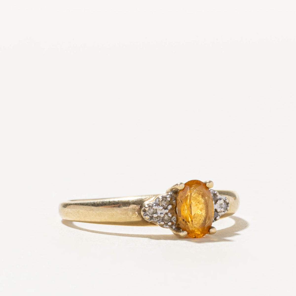 10k Citrine & Diamond Cluster Accented Ring | SZ 7.25