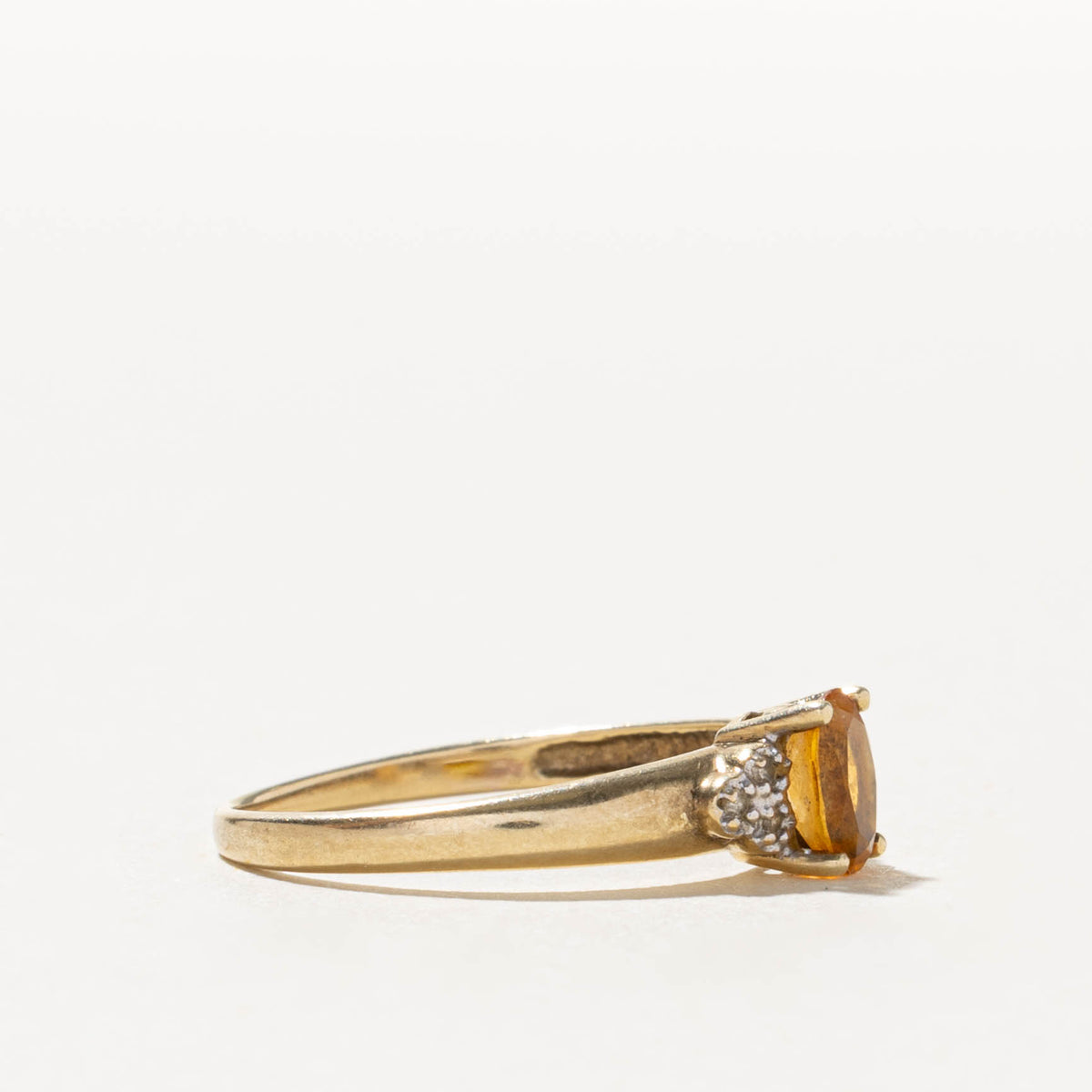 10k Citrine & Diamond Cluster Accented Ring | SZ 7.25