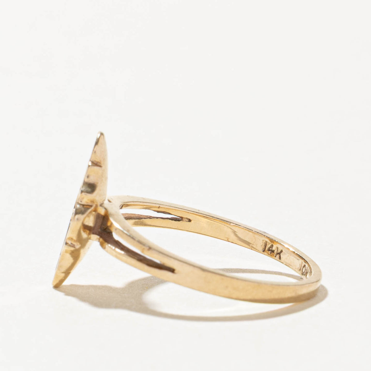 10k Solitaire Diamond Textured Geometric Ring | SZ 6.25