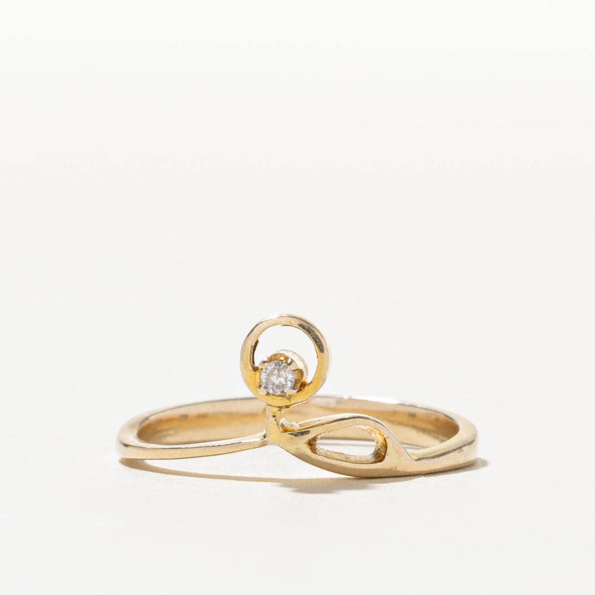 14k Diamond Openwork Geometric Bypass Ring | SZ 4.25