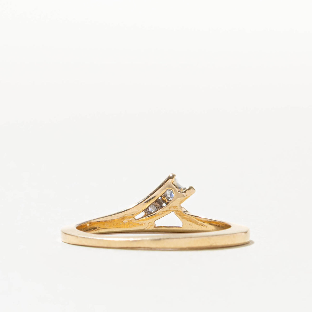 14k Two Stone Diamond Plain Bypass Ring | SZ 5.5
