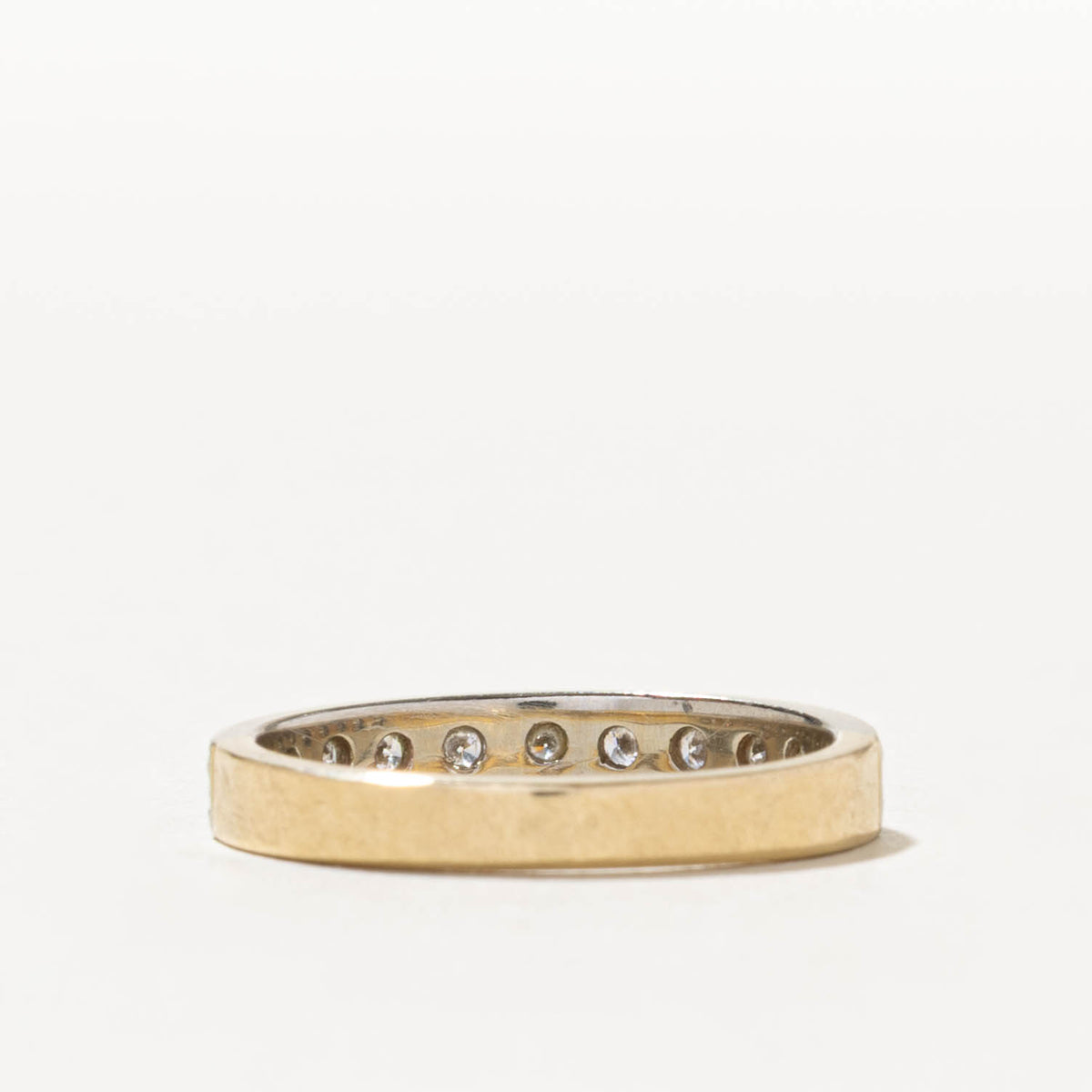 14k Semi Eternity Diamond Textured Band | 3.20mm | SZ 5.75