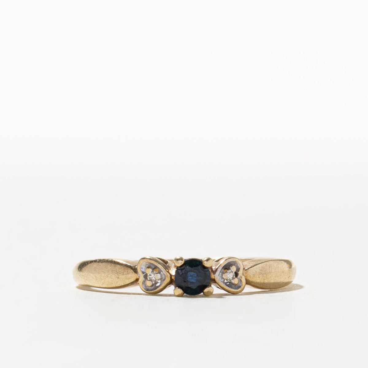 10k Sapphire & Diamond Heart Accented Ring | SZ 8.75