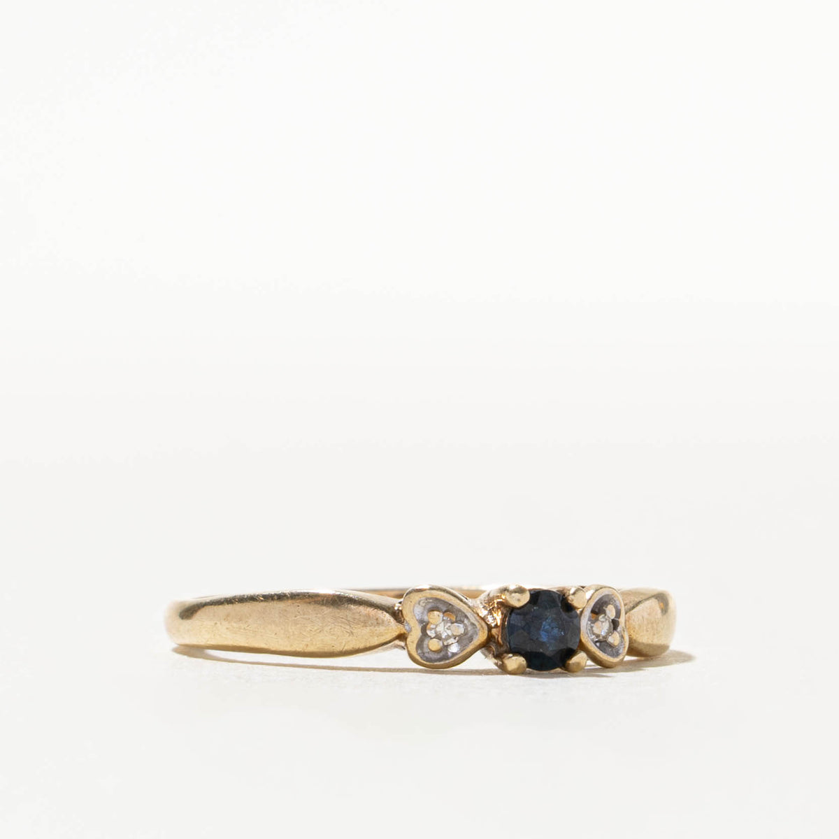10k Sapphire & Diamond Heart Accented Ring | SZ 8.75