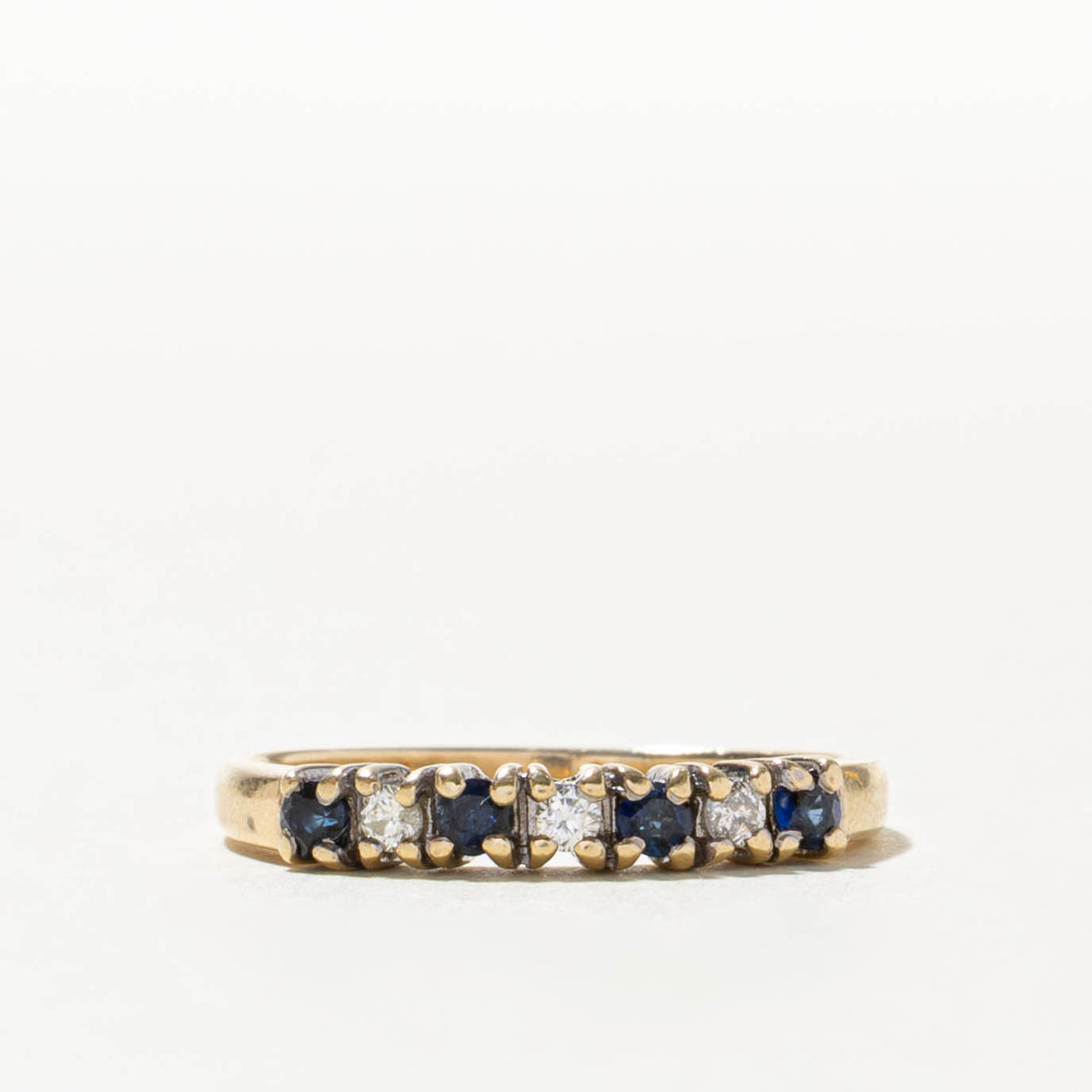10k Seven Stone Diamond & Sapphire Band | 3.00mm | SZ 7