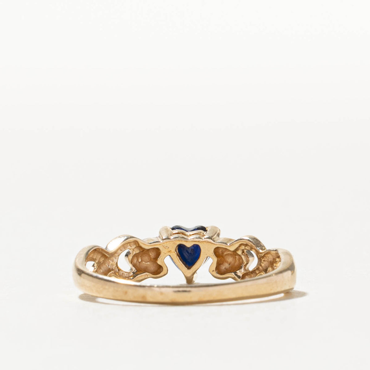 10k Heart Cut Sapphire Accented Ring | SZ 5