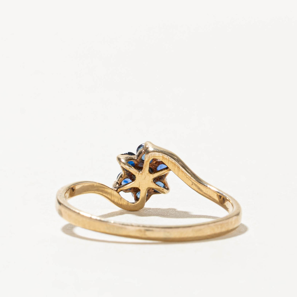 10k Sapphire & Diamond Floral Cluster Bypass Ring | SZ 8