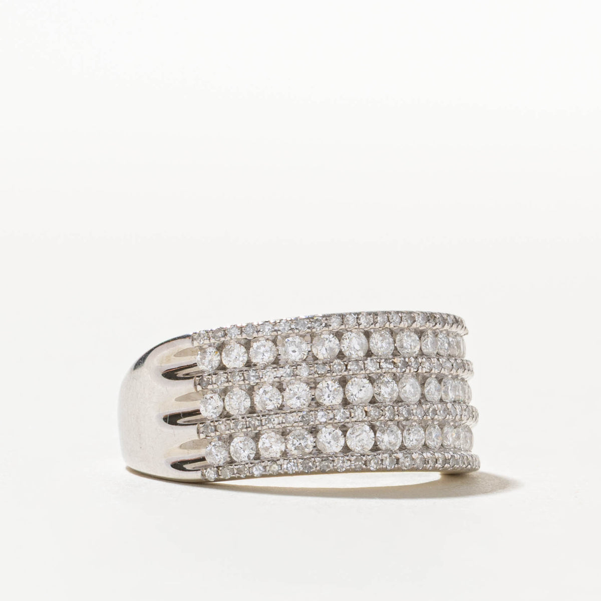 10k Semi Eternity Multi Row Diamond Grooved Band | 0.55ctw | 10.10mm | SZ 7.75