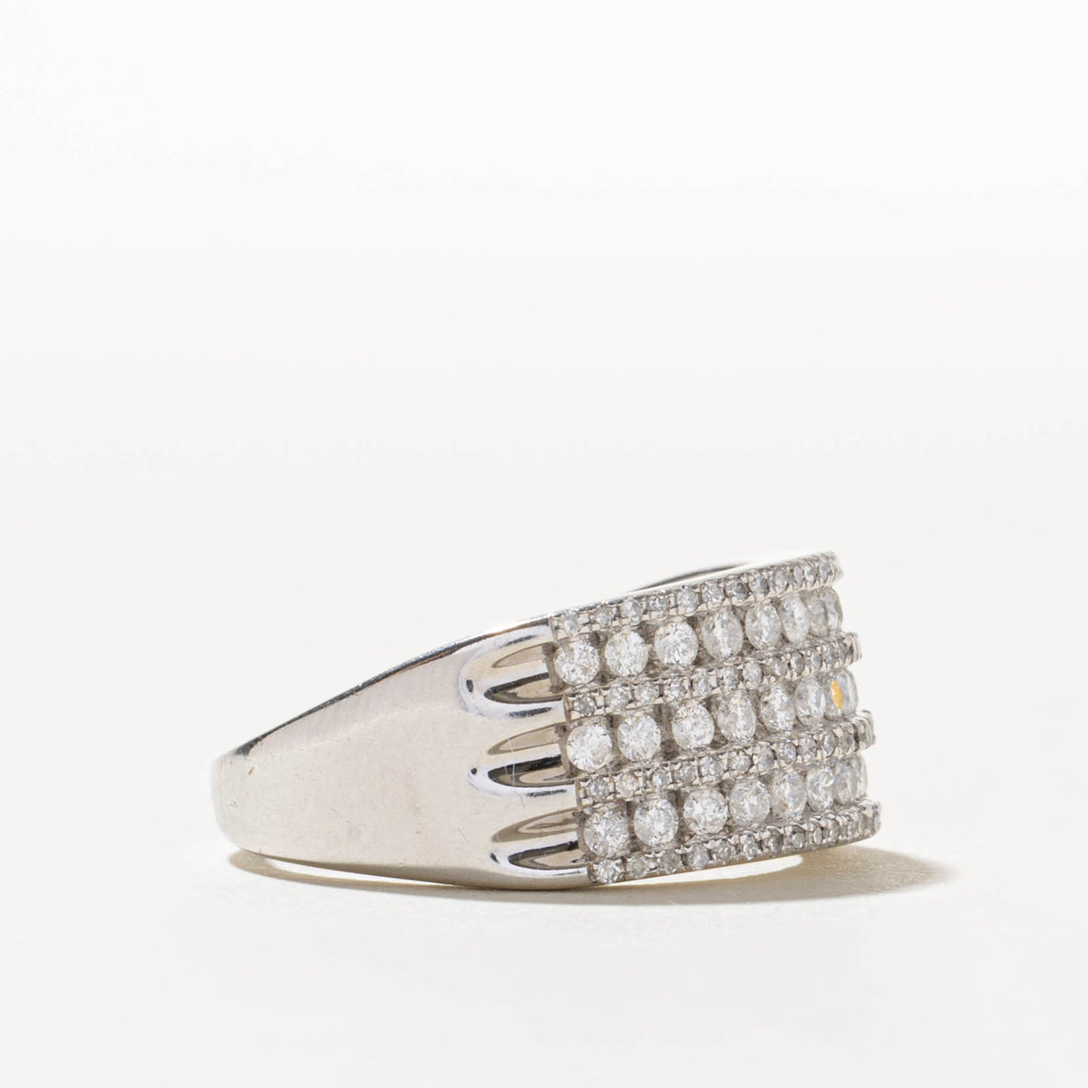 10k Semi Eternity Multi Row Diamond Grooved Band | 0.55ctw | 10.10mm | SZ 7.75