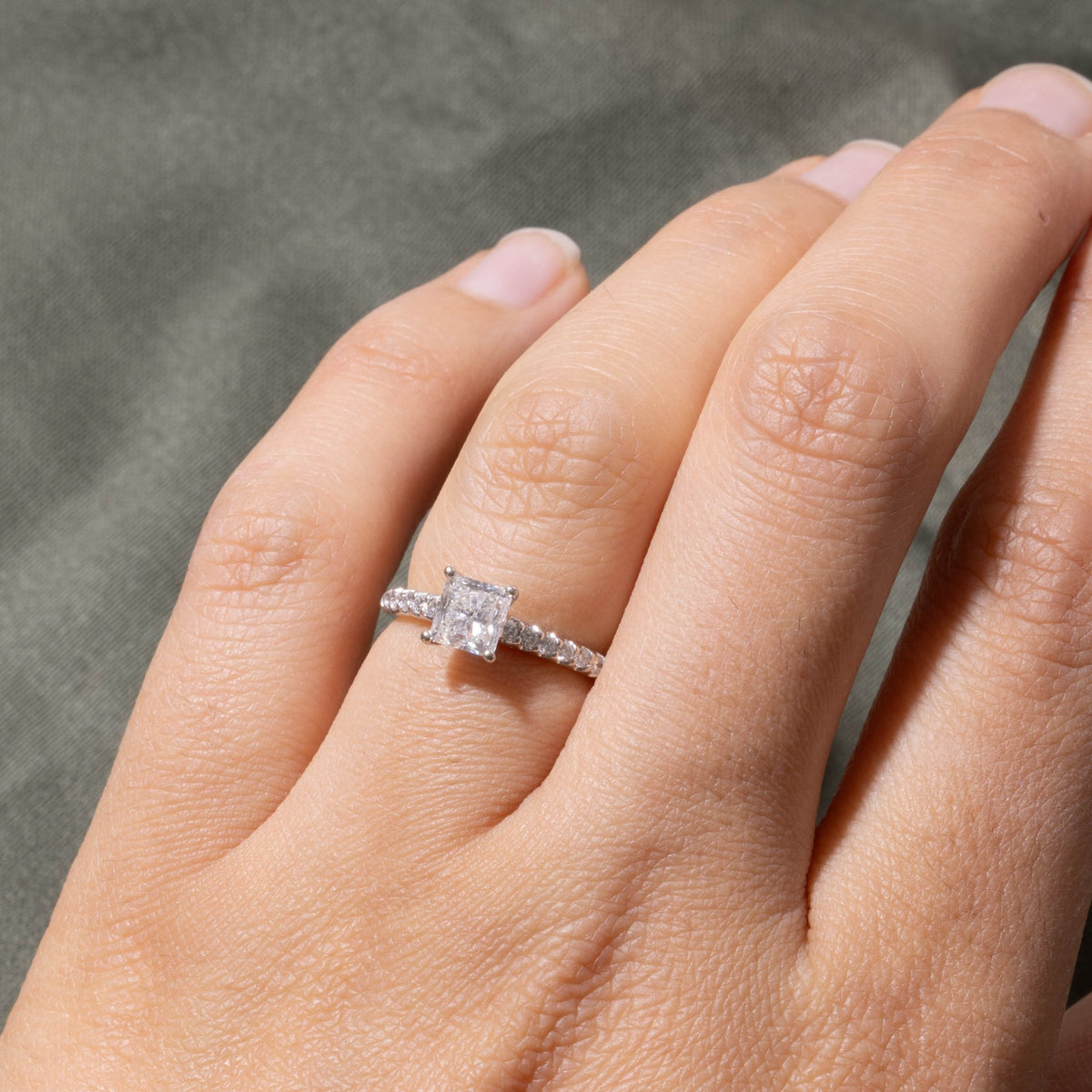 14k Princess Cut Diamond with Accents Engagement Ring | 0.93ctw | SZ 4
