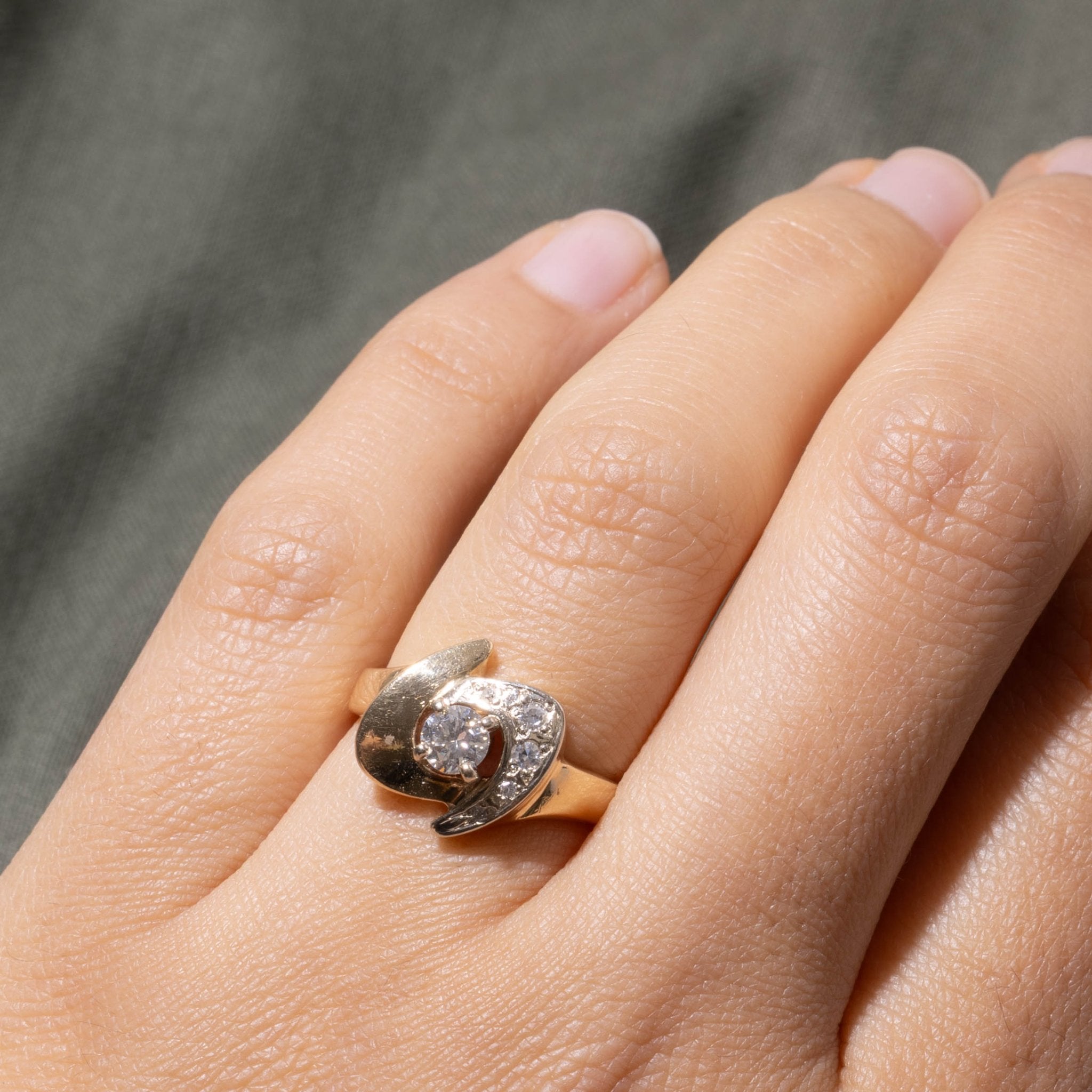 14k Diamond Boomerang Cocktail Ring | 0.33ctw | SZ 4.25