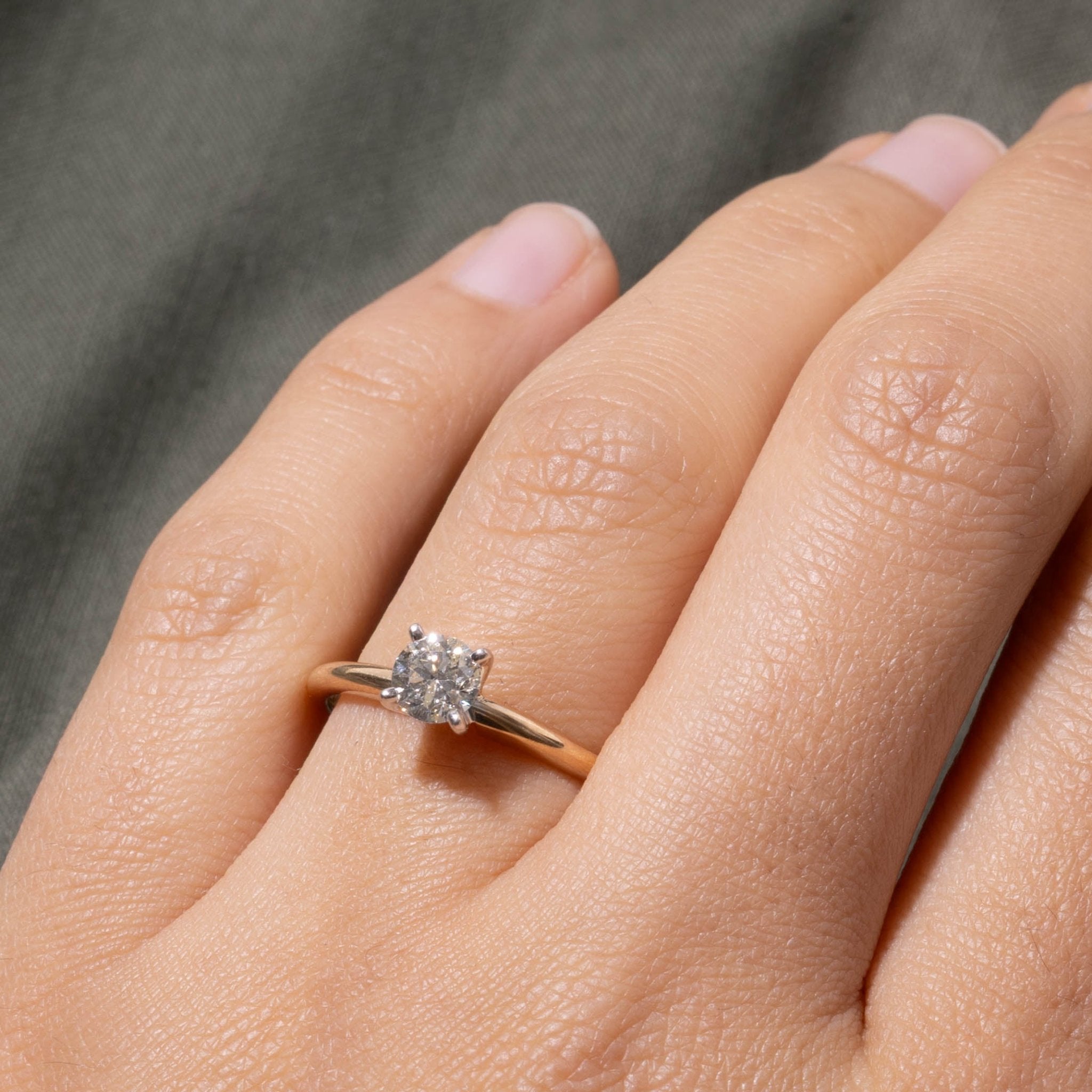 14k Solitaire Diamond Plain Engagement Ring | 0.59ct | SZ 8.5