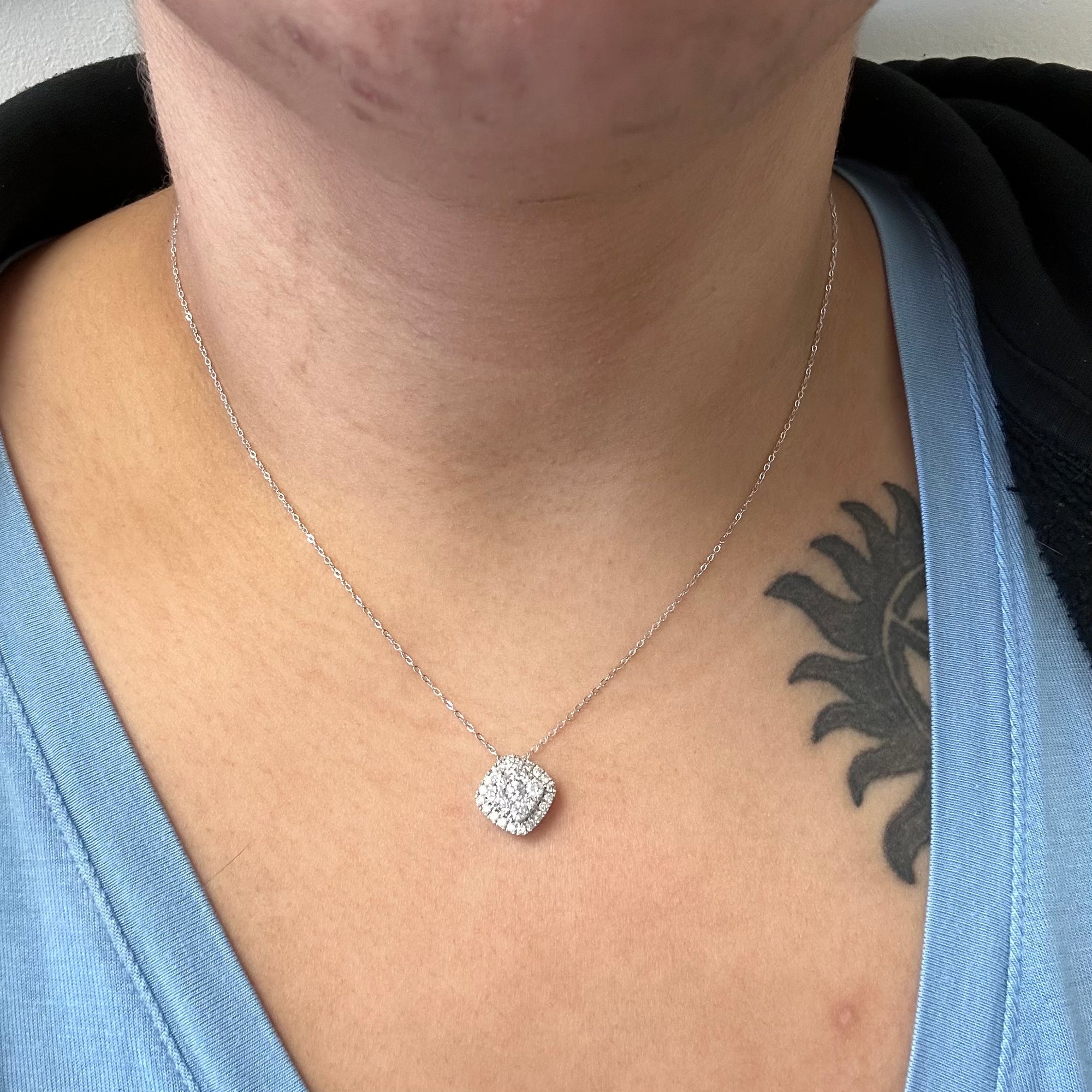 Cluster Set Diamond Necklace | 1.00ctw | 18