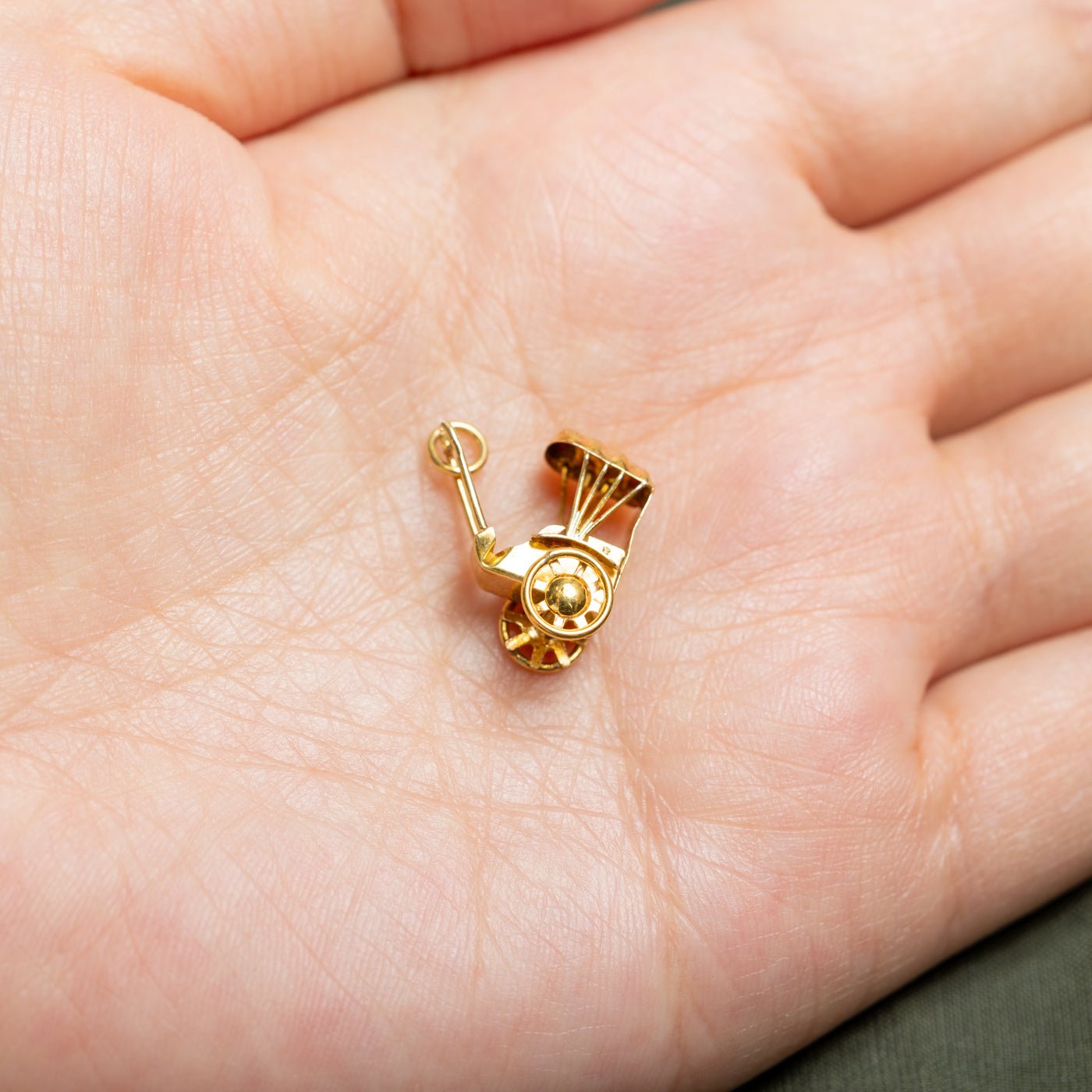 14k Yellow Gold Openwork Rickshaw Charm