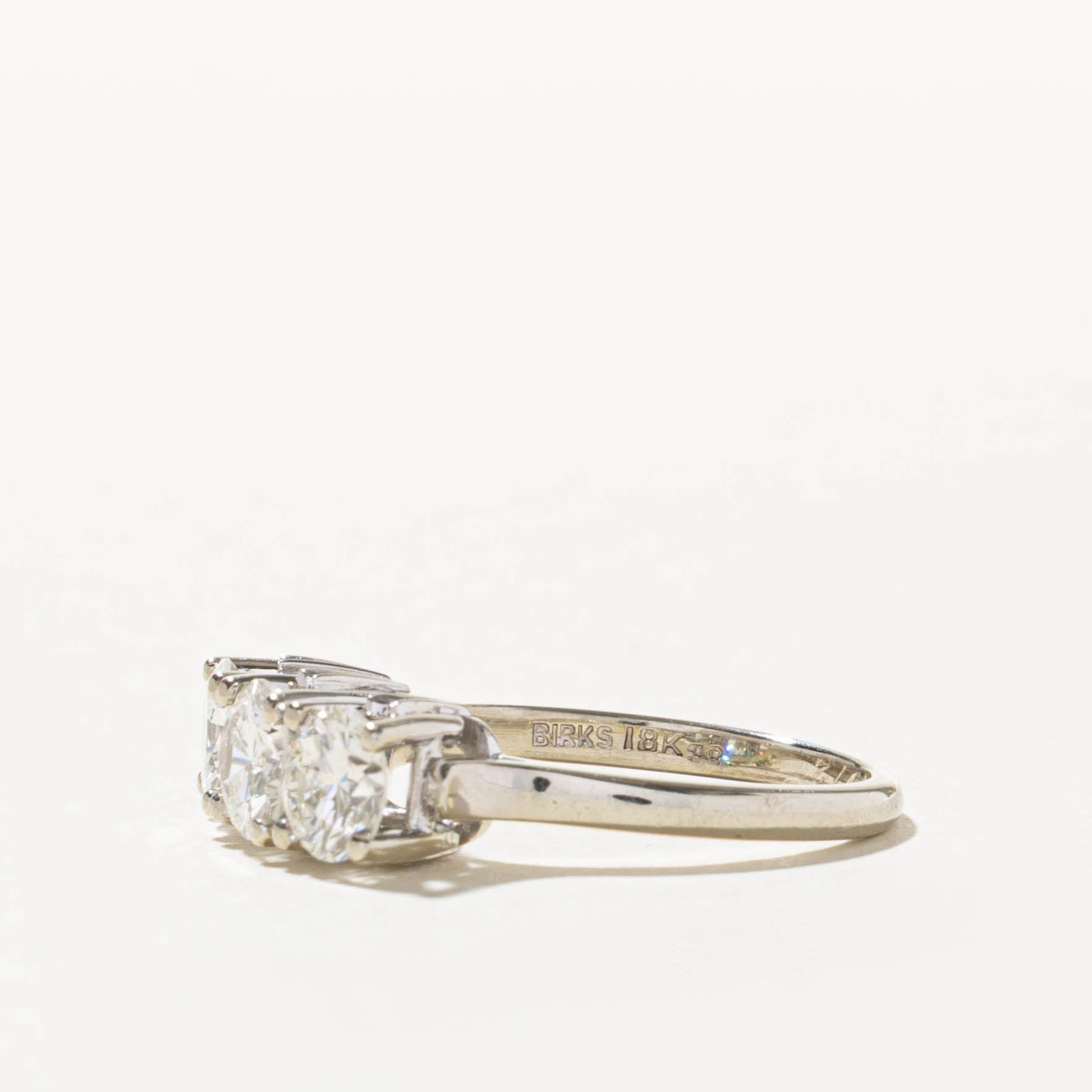 'Birks' Basket Set Three Stone Diamond Ring | 1.27ctw | SZ 6.75
