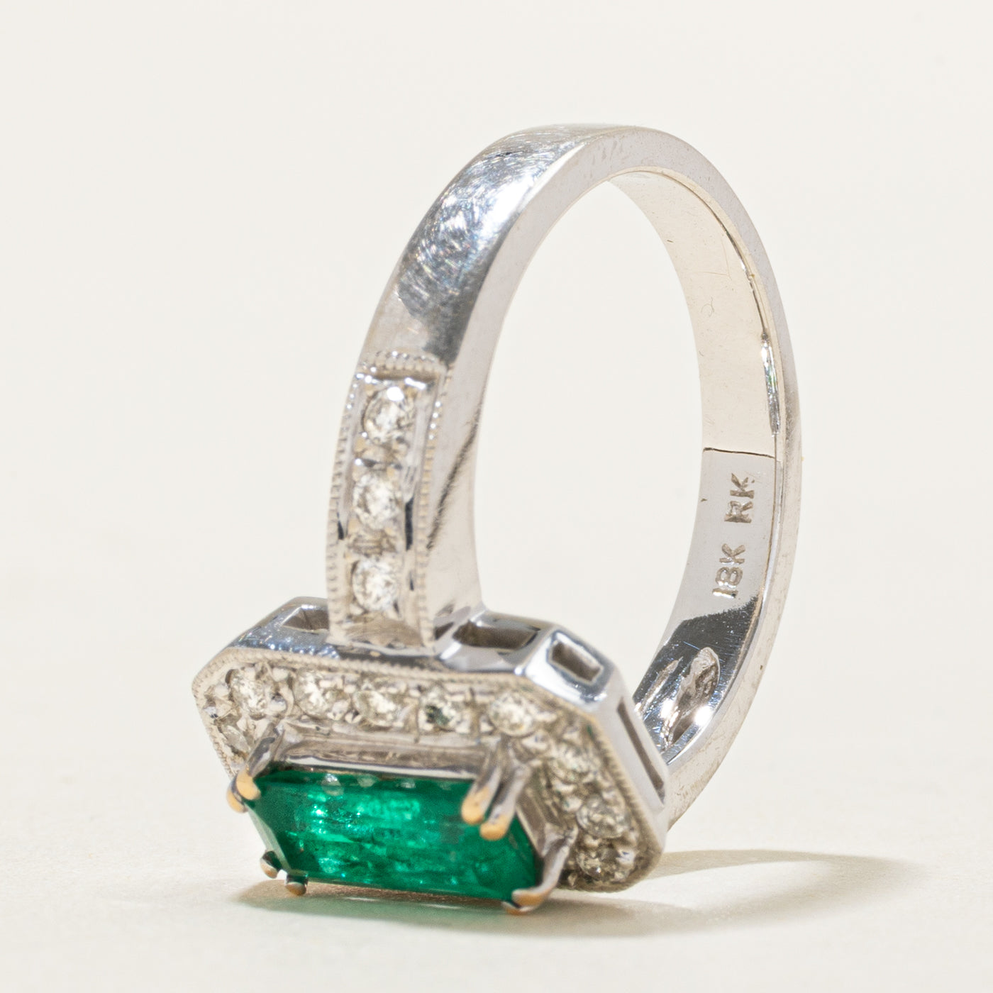 Halo Emerald & Diamond Ring | 0.30ctw, 0.70ct | SZ 6 |