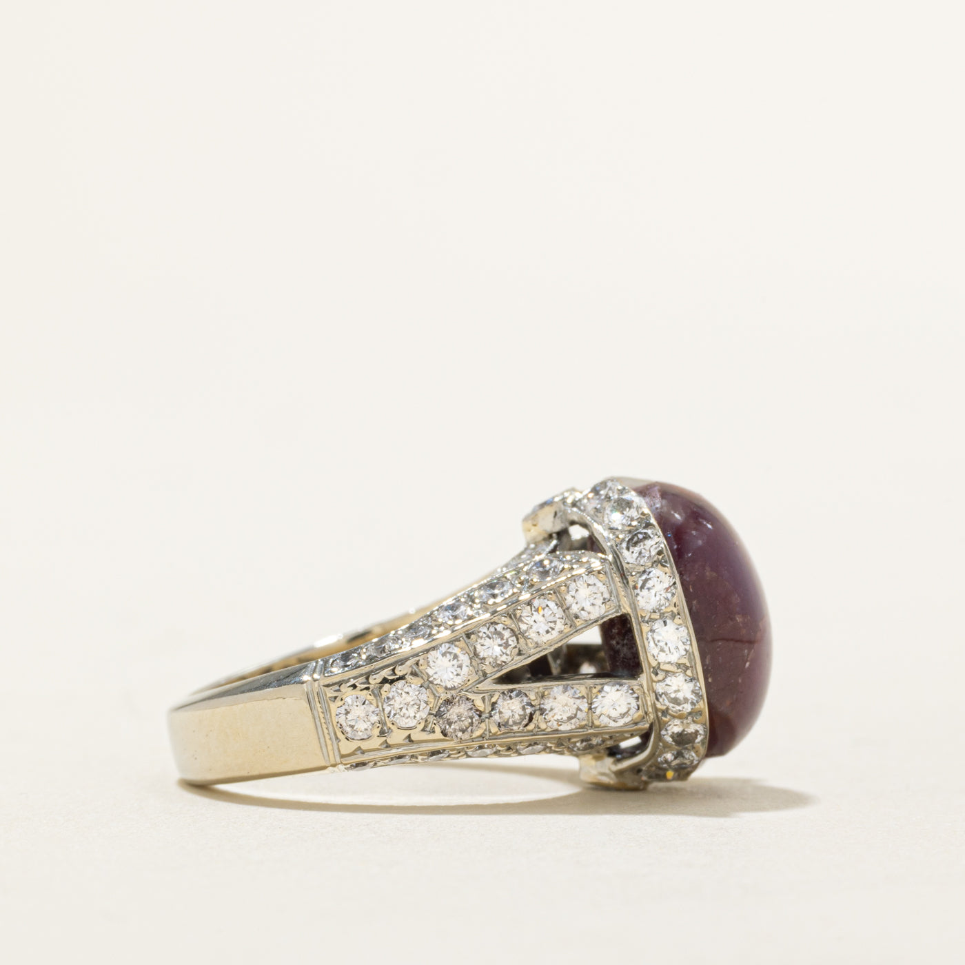 Star Ruby & Diamond Cocktail Ring | 1.10ctw, 11.45ct | SZ 5.25 |