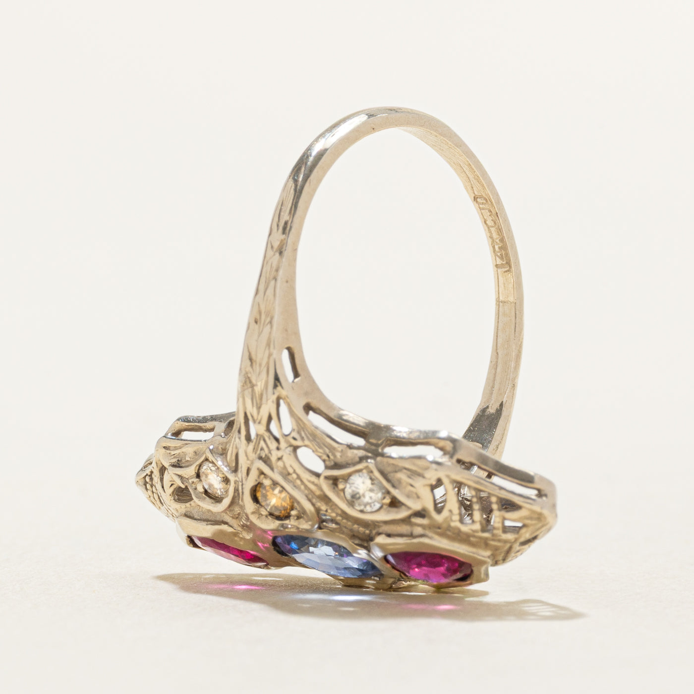 Art Deco Inspired Multi Gem Ring | 0.70ct, 0.50ct, 0.18ct | SZ 6.25 |