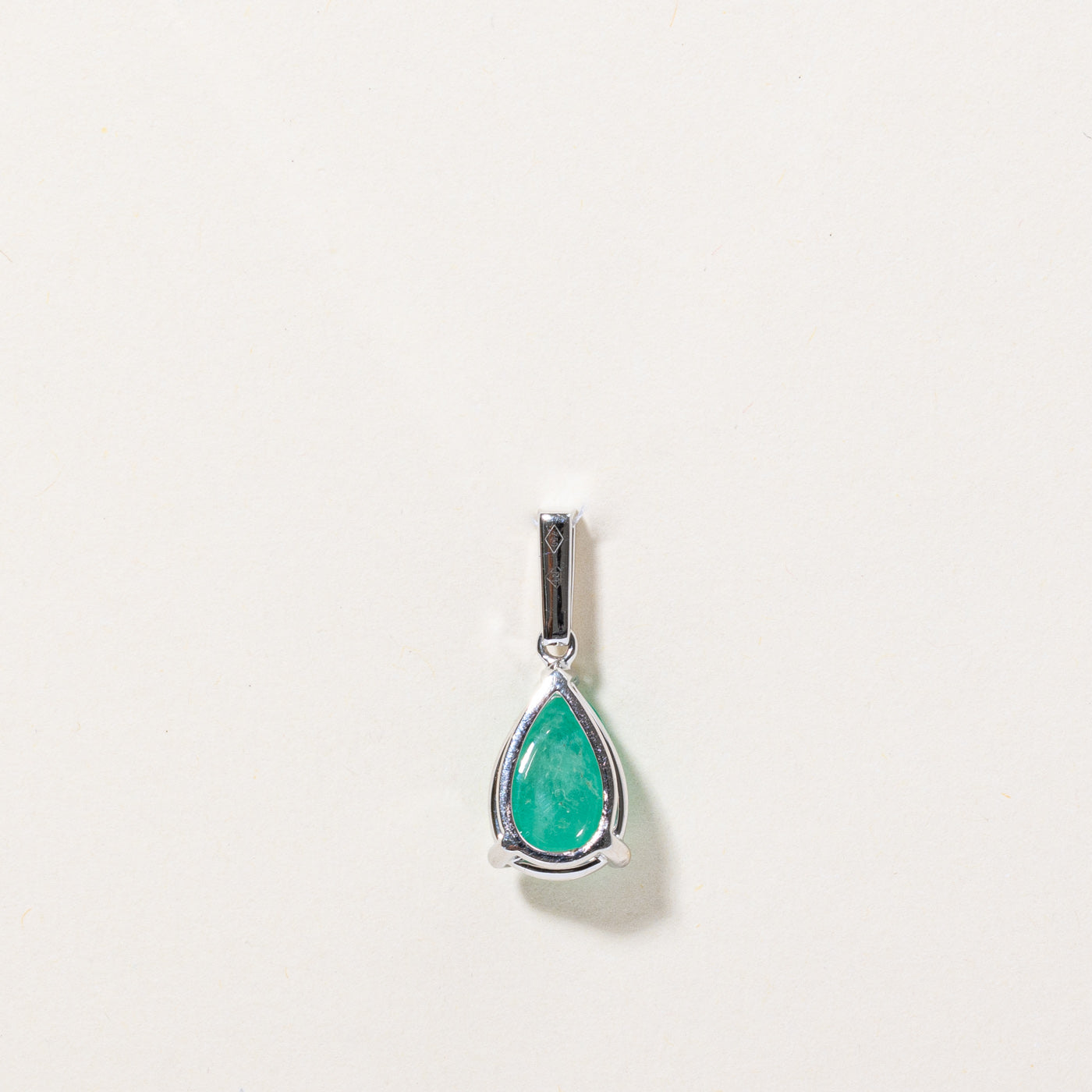 Cabochon Cut Emerald & Diamond Pendant | 3.10ct, 0.06ctw |