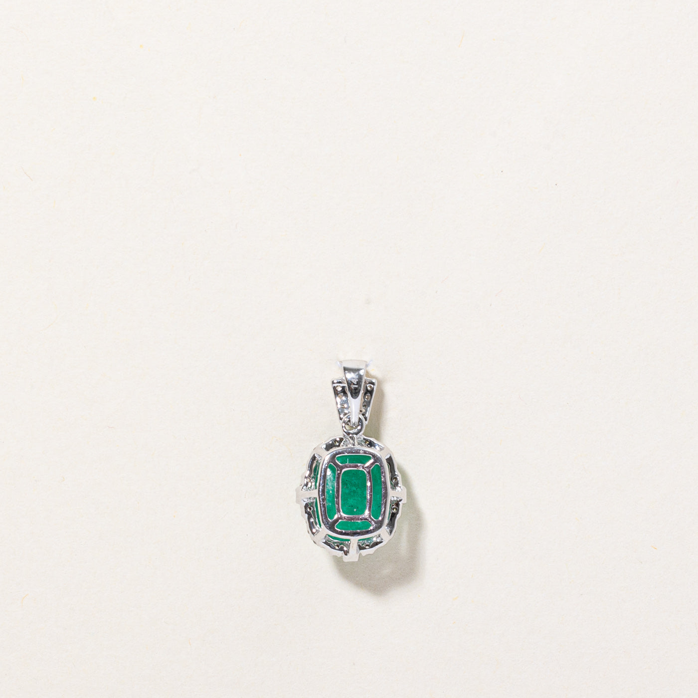 Cabochon Cut Emerald & Diamond Pendant | 2.18ct, 0.18ctw |